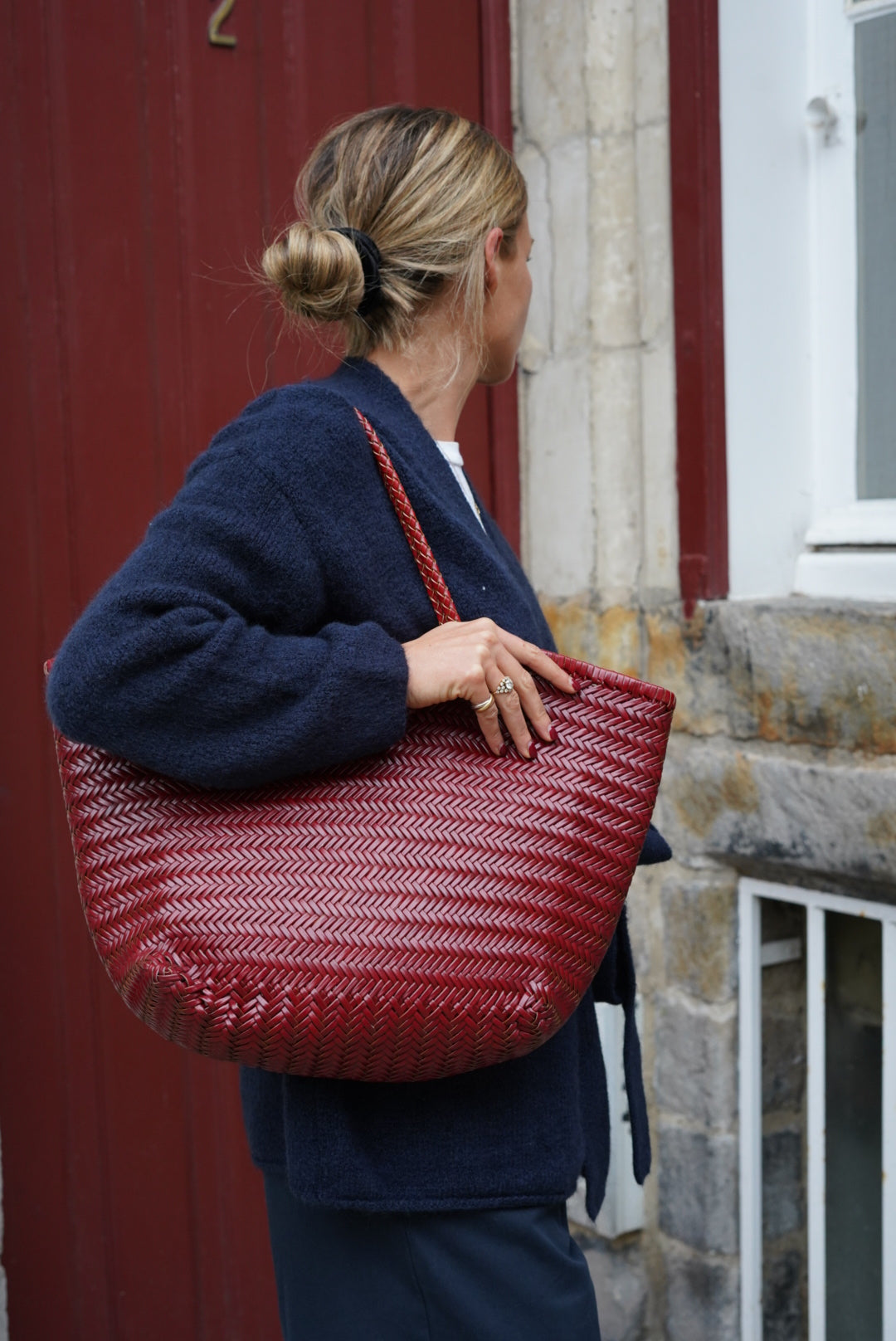 Sac tressé bordeaux