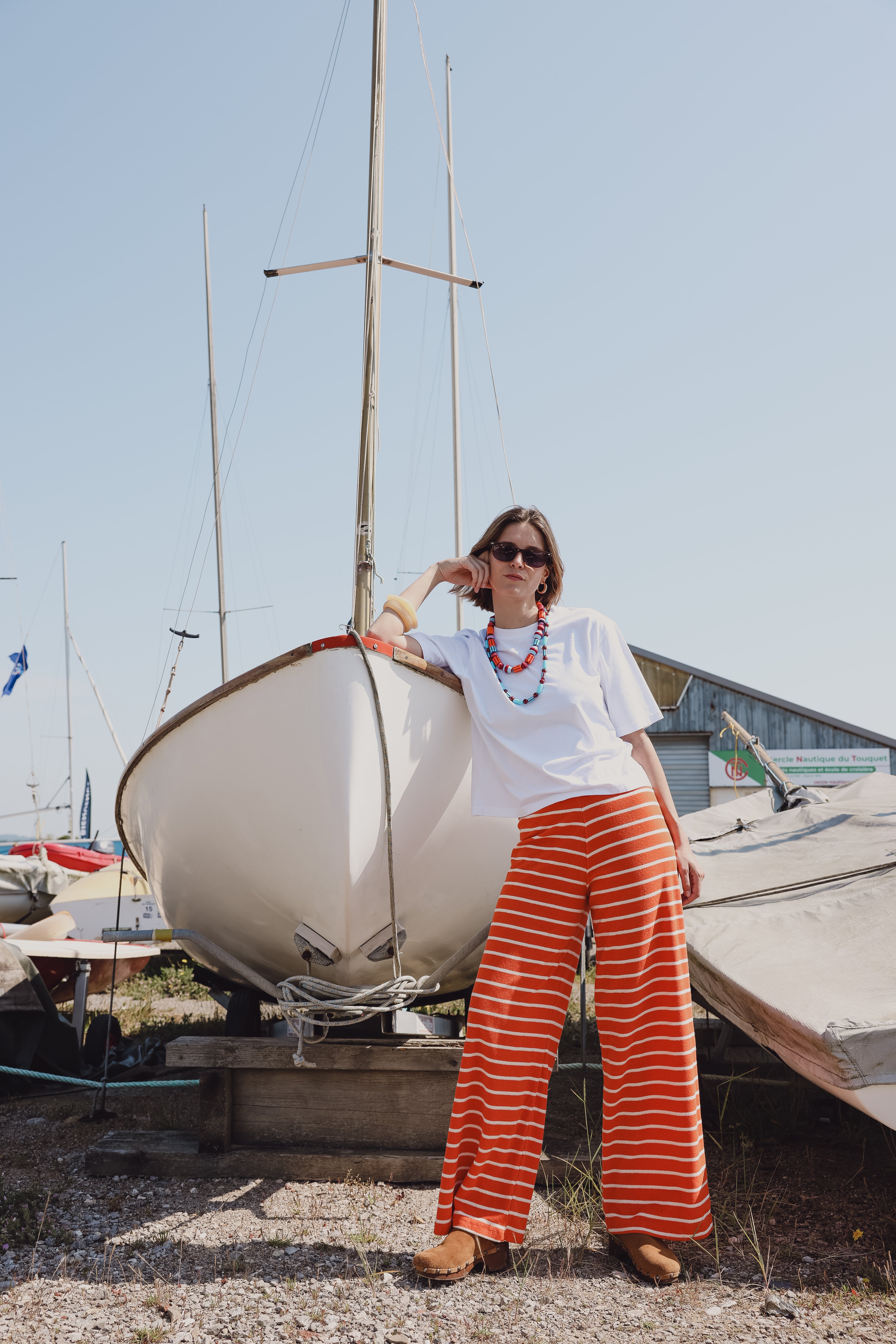 MARCUS orange terry cloth pants