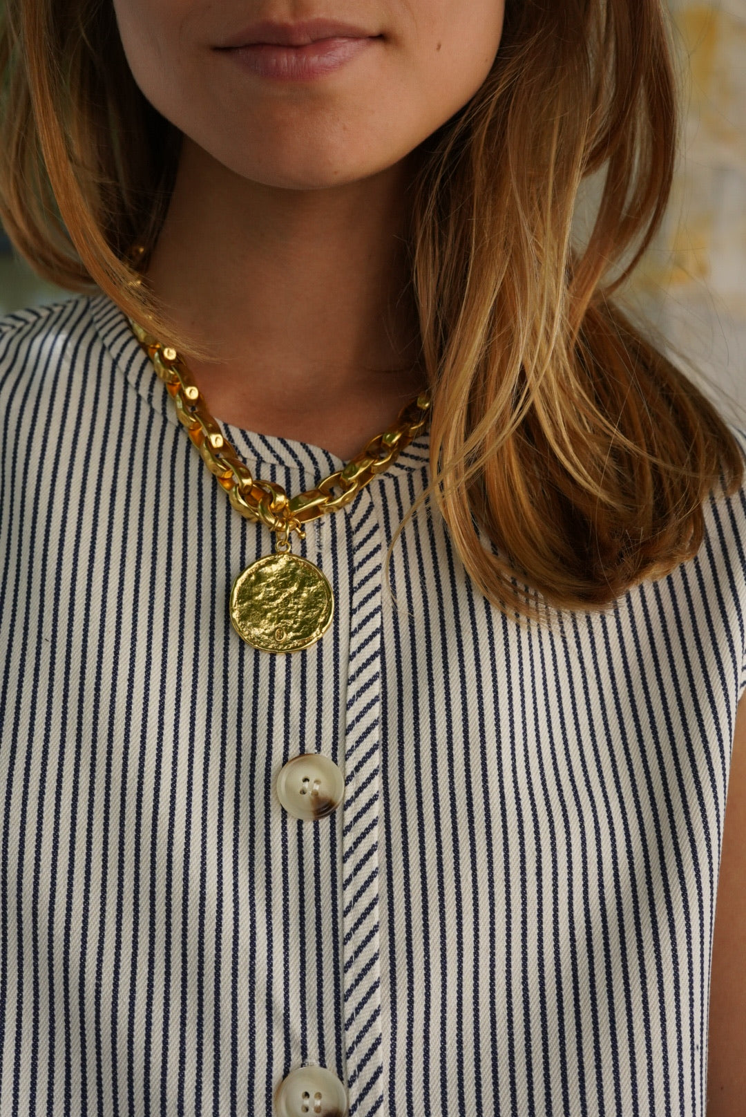 Gilet sans manche Baptiste rayé marine/écru