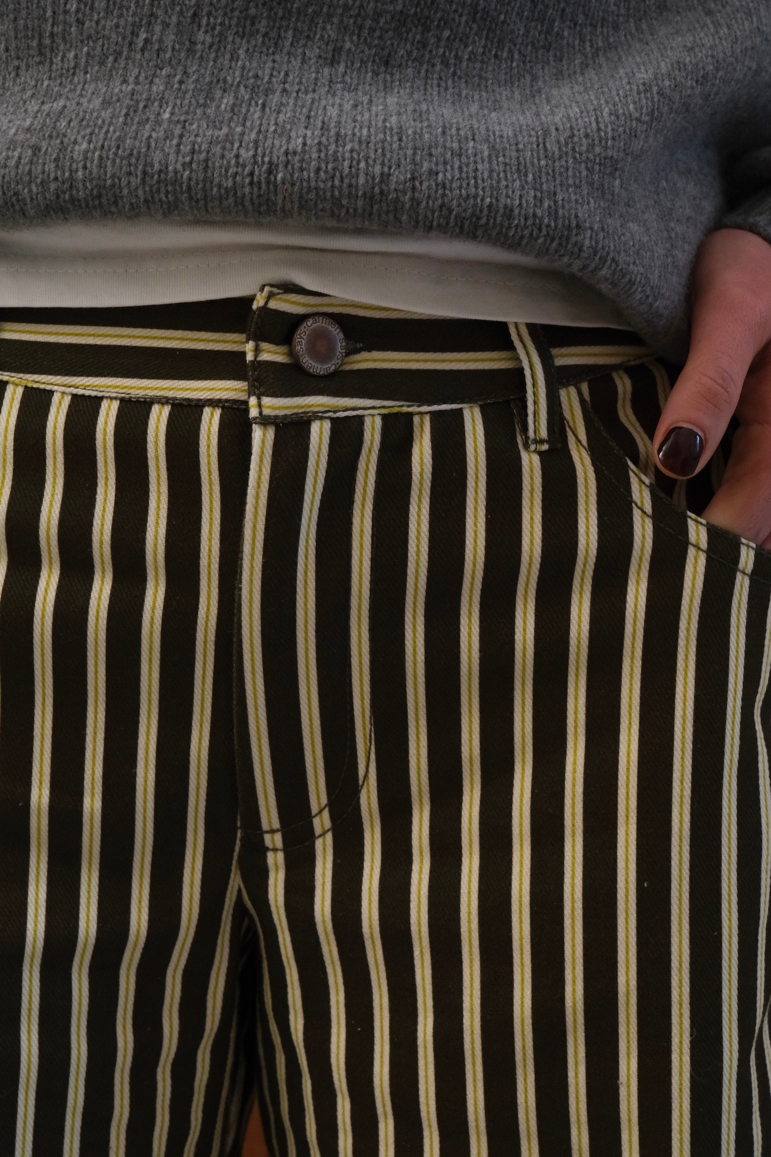 Pantalon Philibert rayé kaki