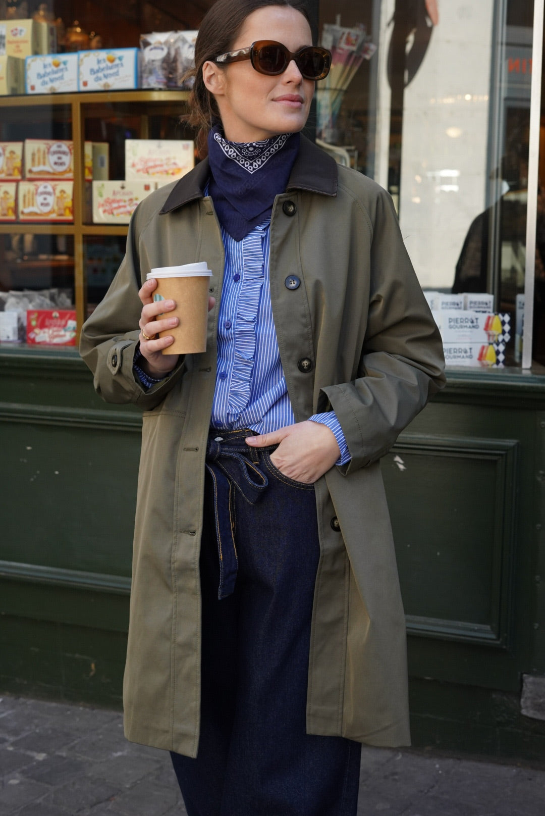 Veste Emma mi-longue kaki