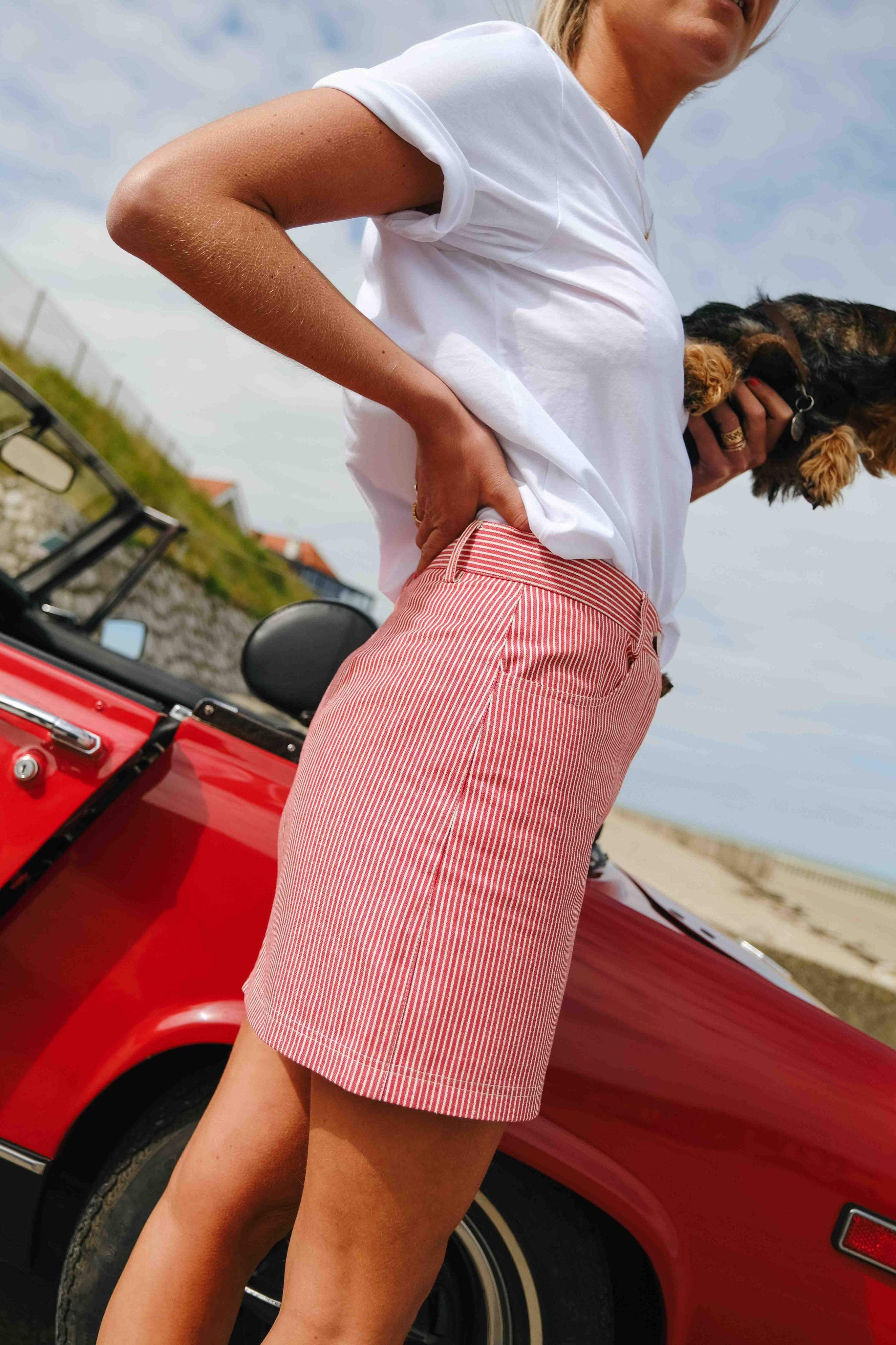 Jupe SUZANNE rayure rouge