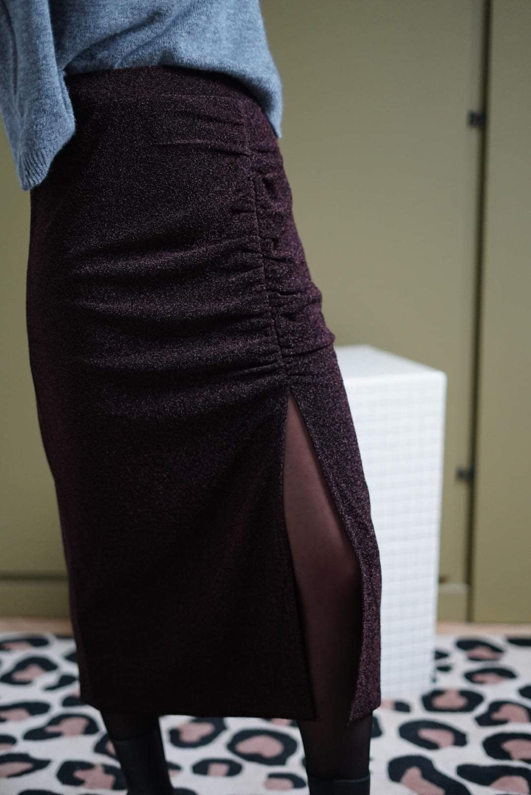 Jupe midi Eva pailleté bronze