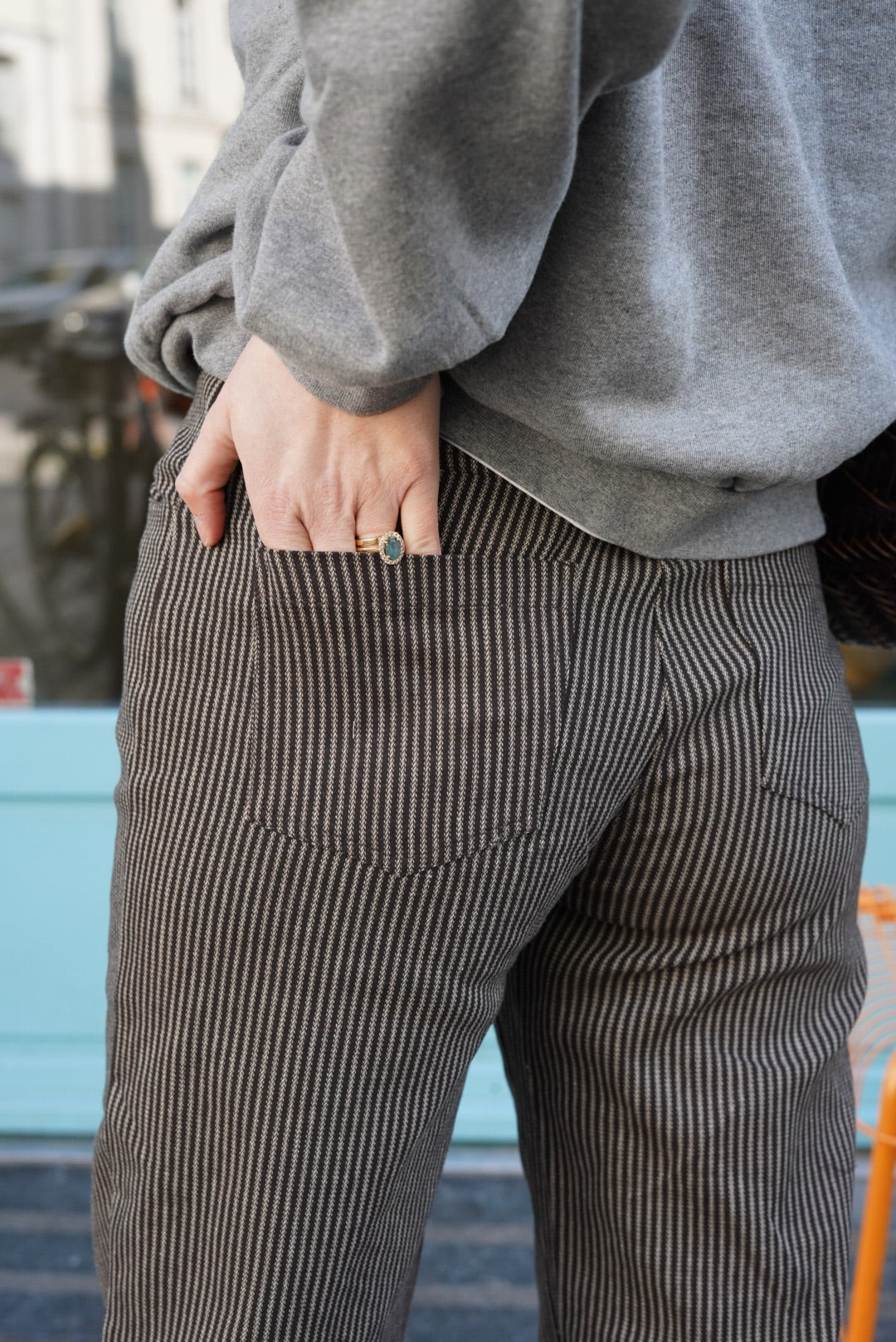 Pantalon VICTOR rayure marron