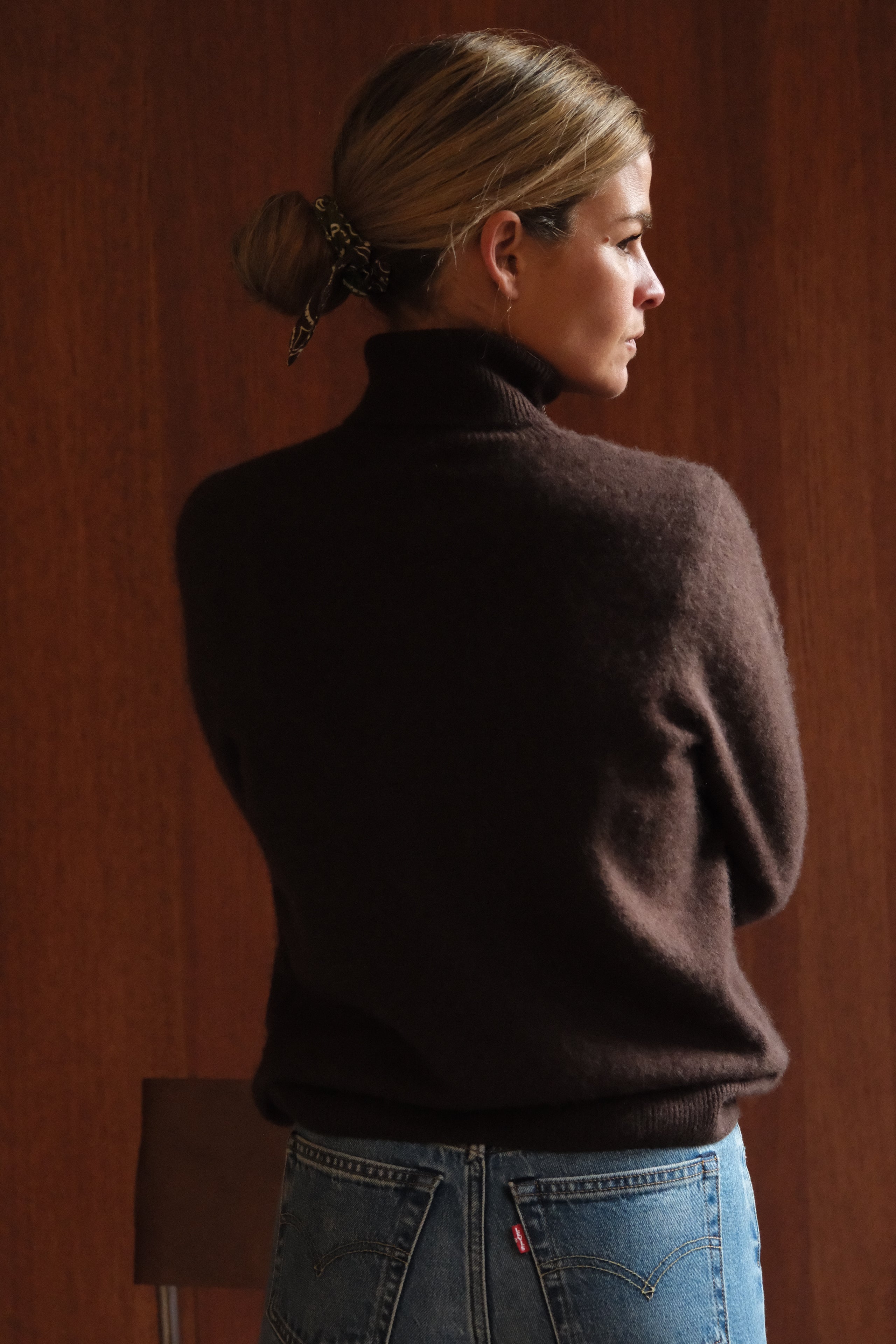 Pull Louison col roulé laine chocolat