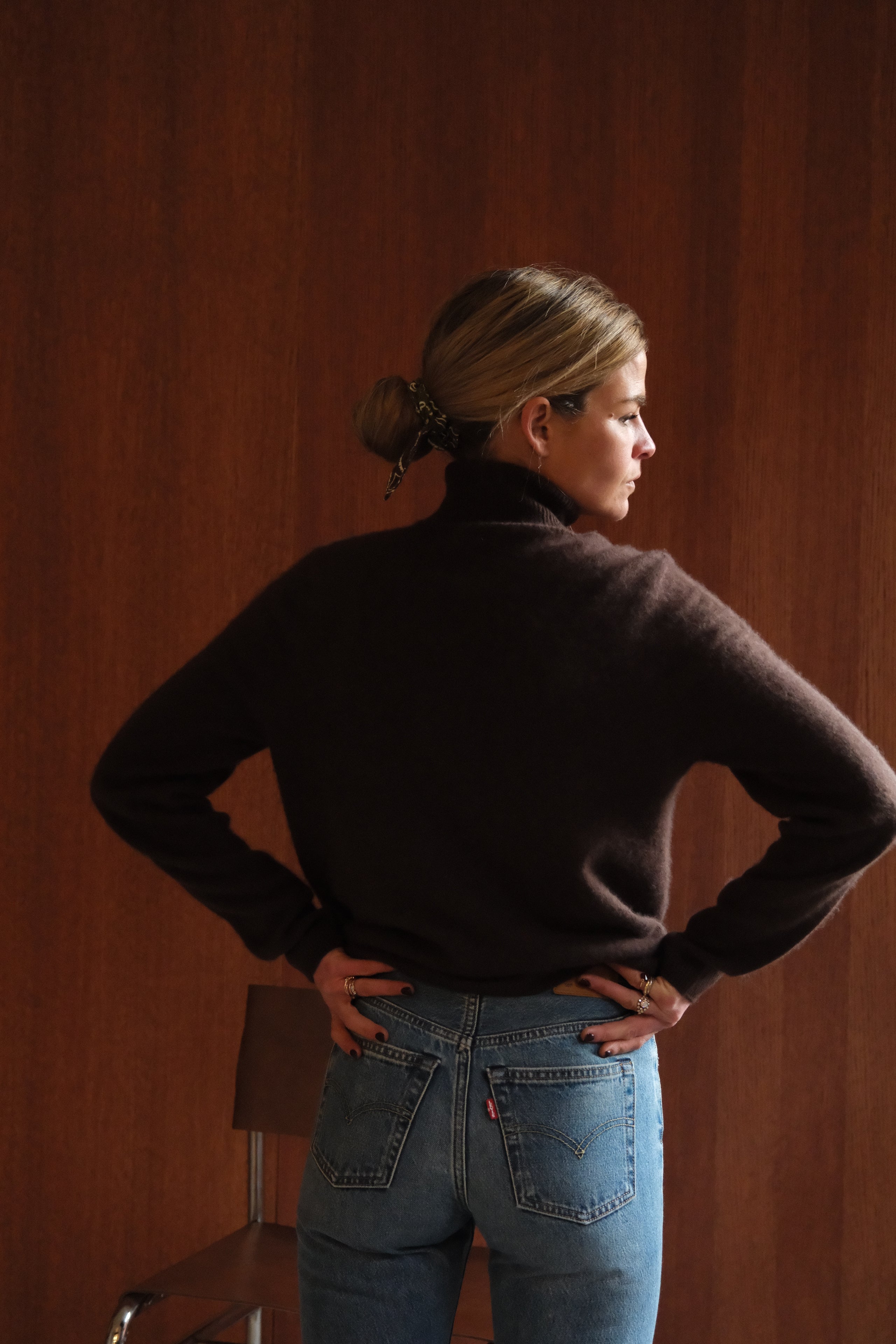 Pull Louison col roulé laine chocolat