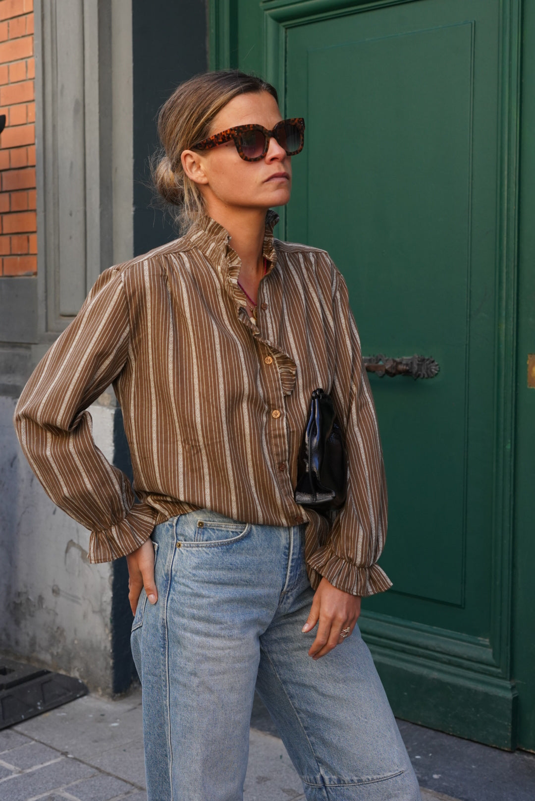 Blouse Sidonie rayure moka/écru