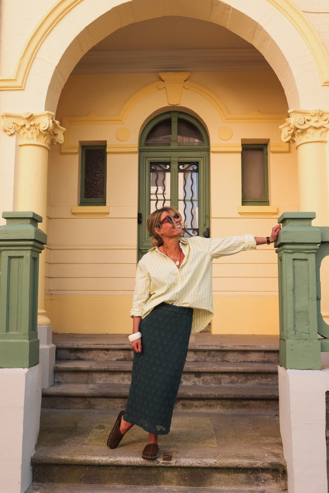 CELESTE bottle green skirt