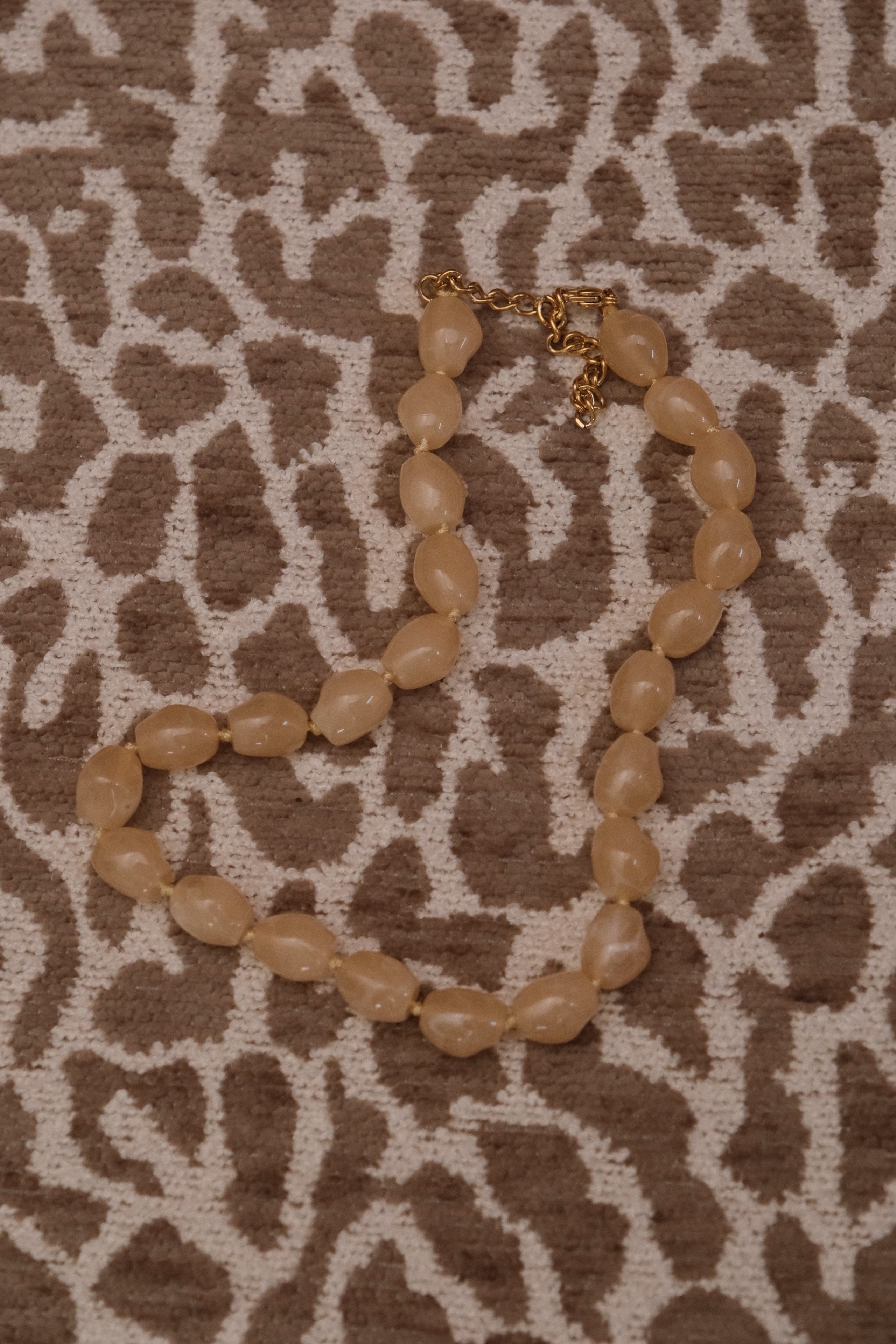 Large Beige Bead Necklace
