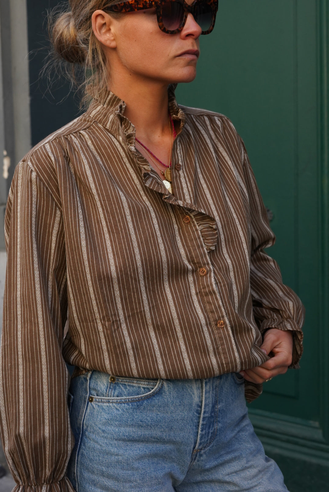 Blouse Sidonie rayure moka/écru