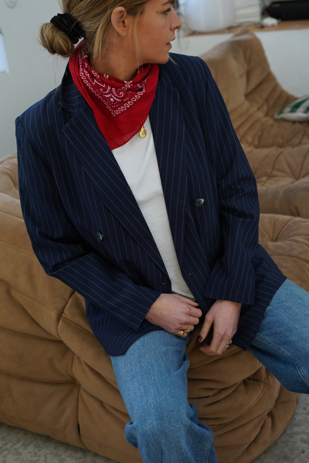 Blazer Valentin rayé marine