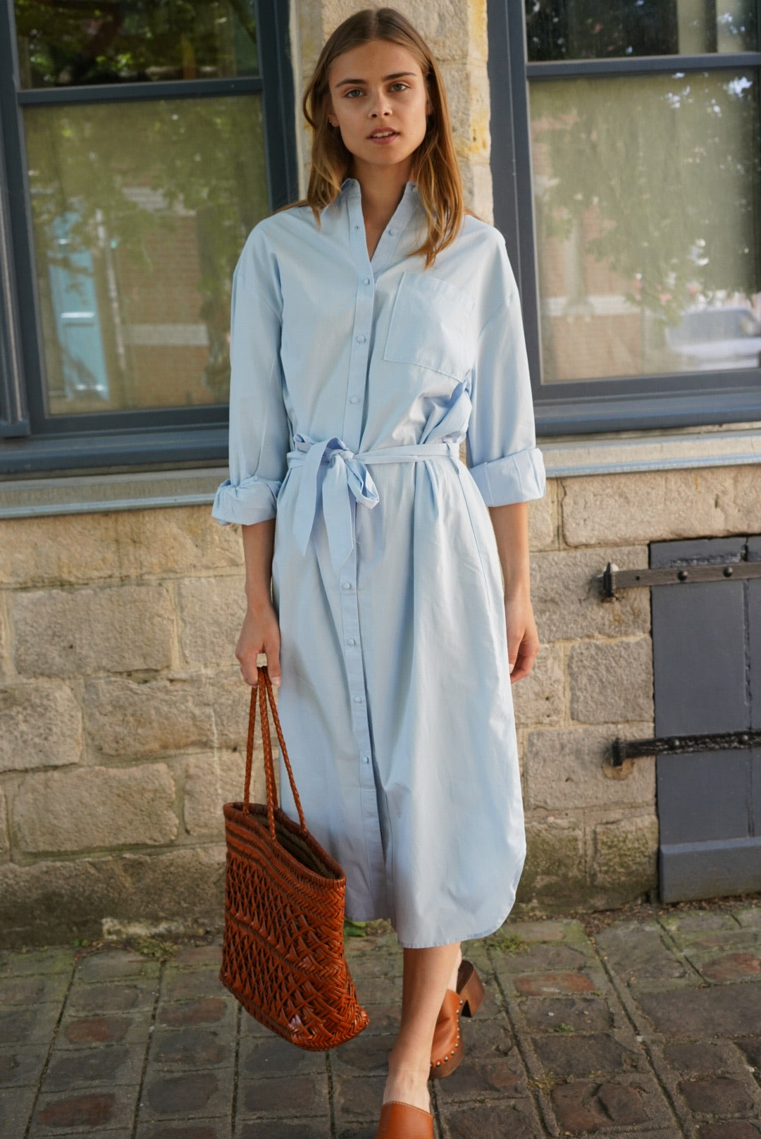 Robe chemise Angèle bleu ciel