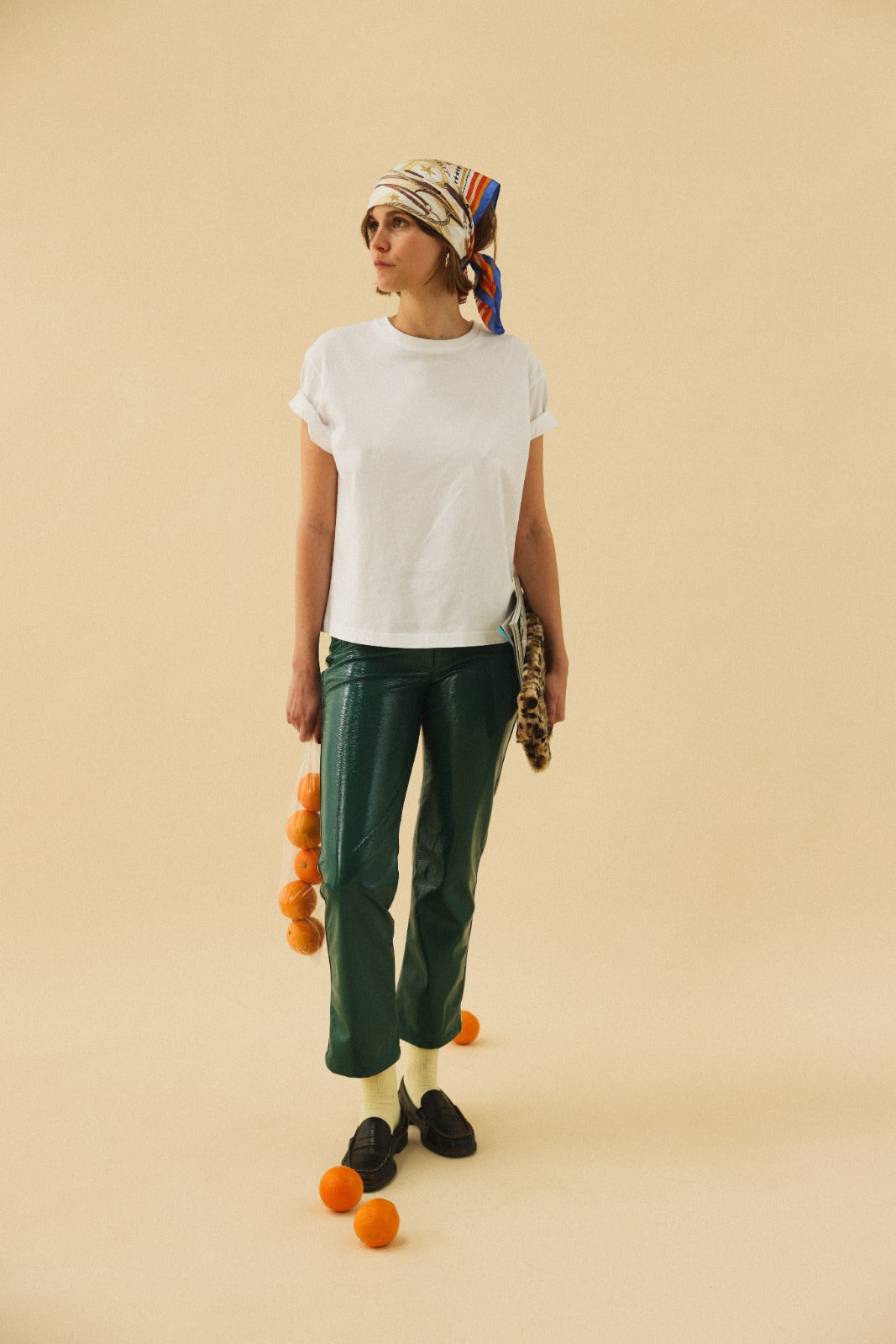BRUNE green vinyl pants