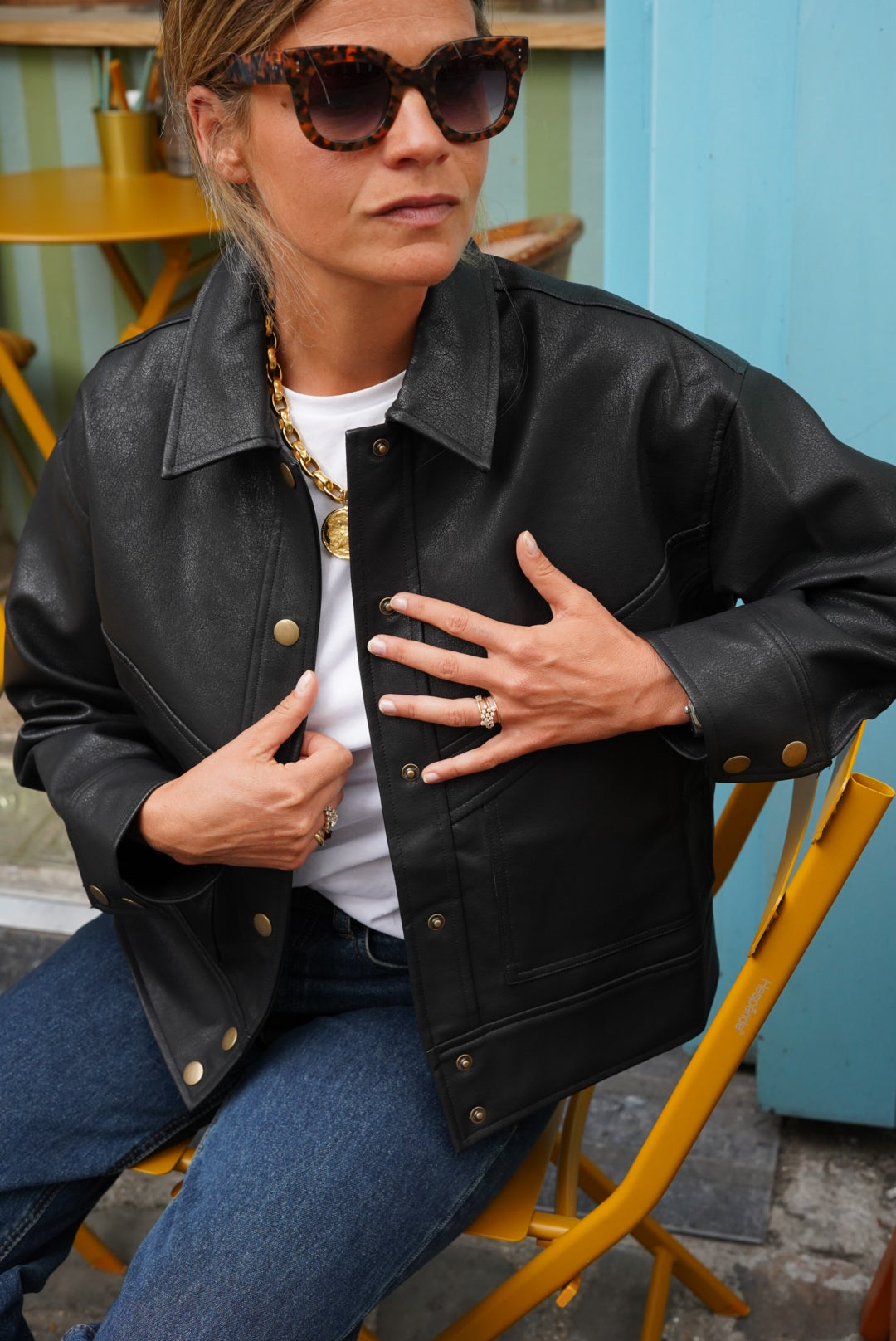 Veste Pia similicuir noir