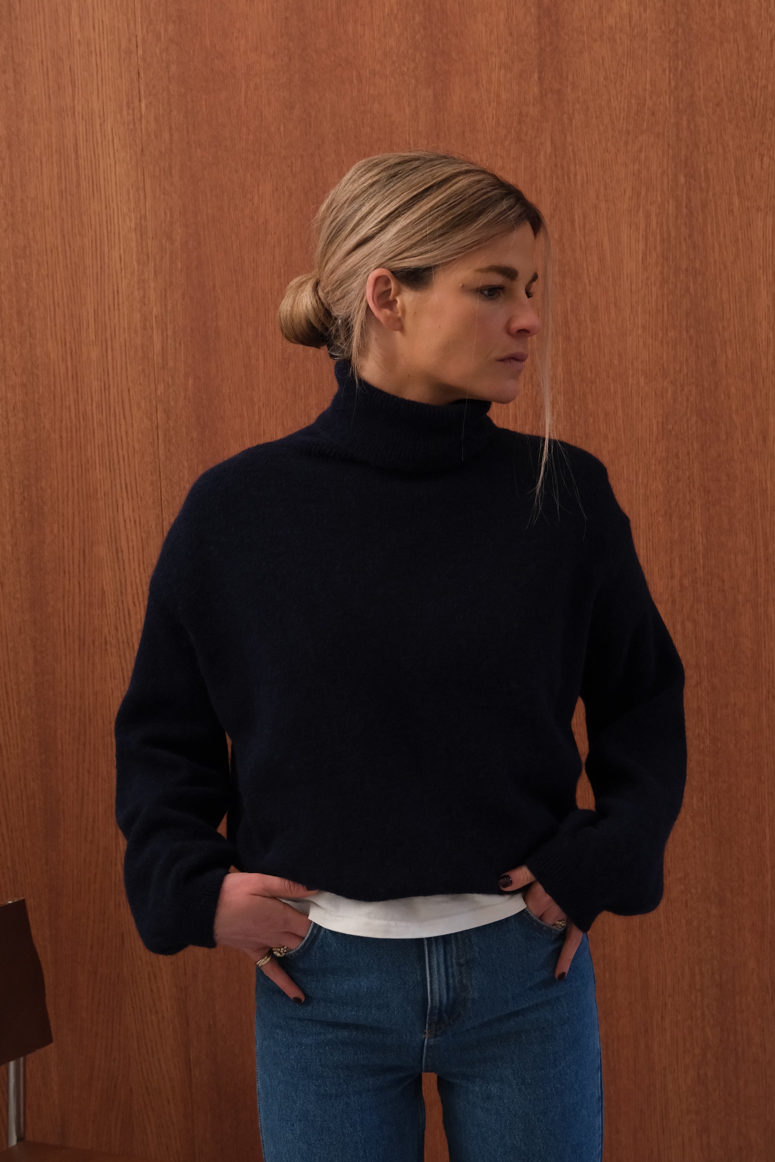 Pull Félix col roulé marine