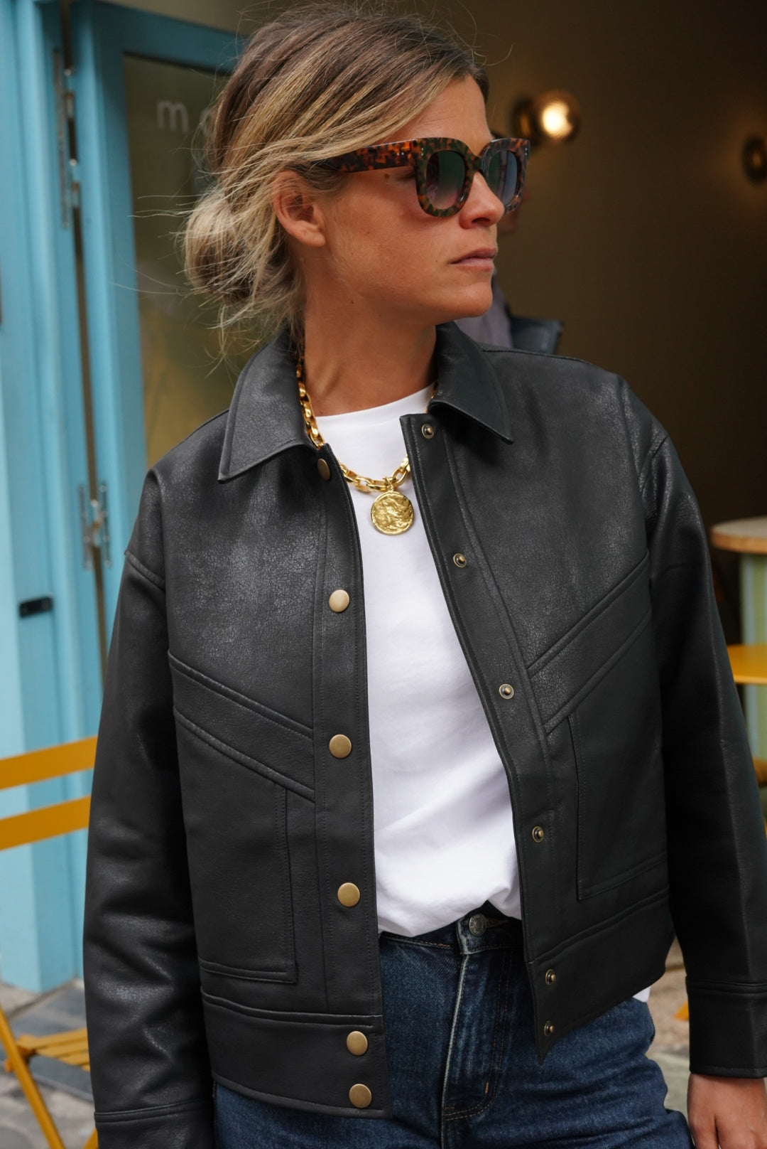 Veste Pia similicuir noir