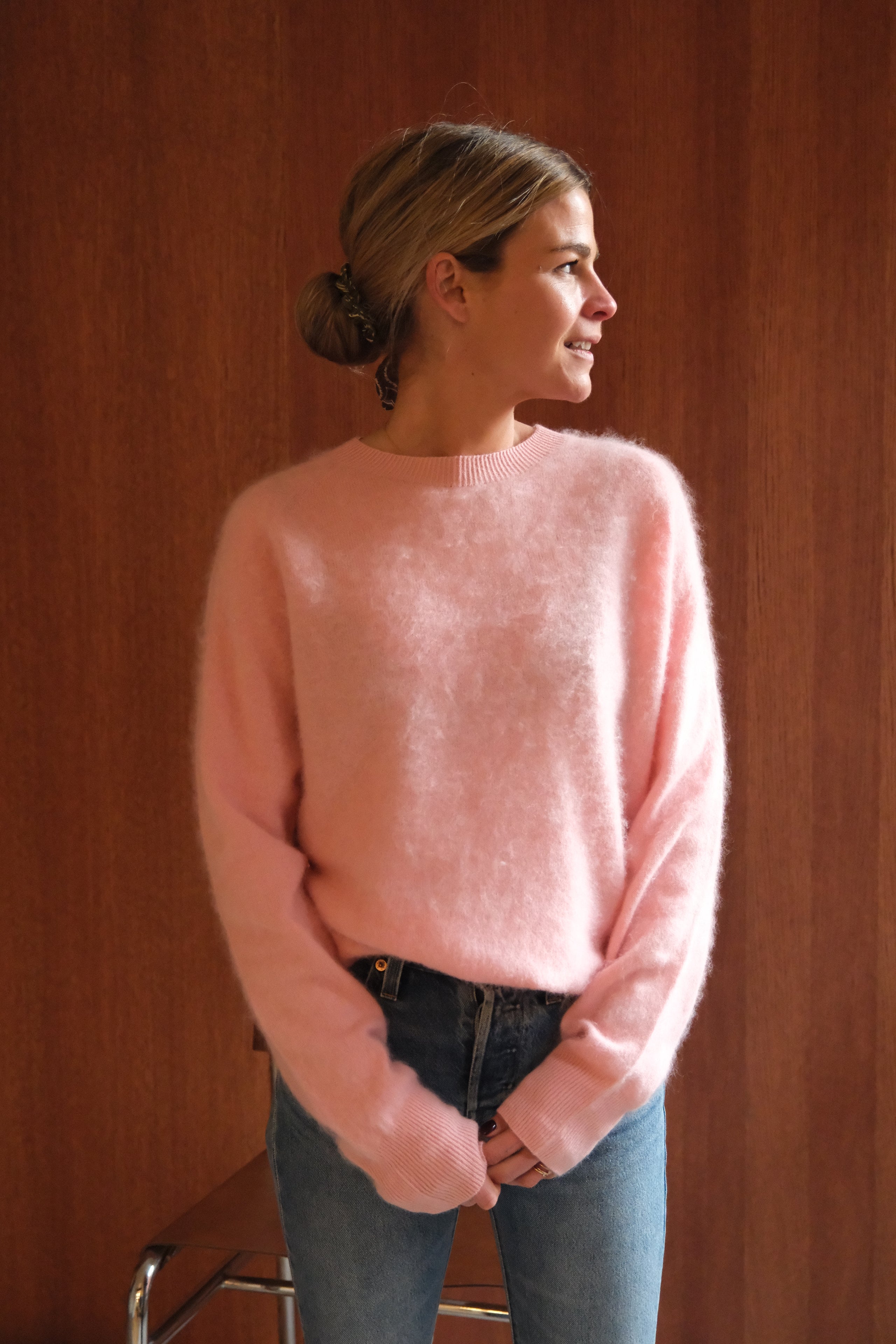 Pull Augustin laine rose