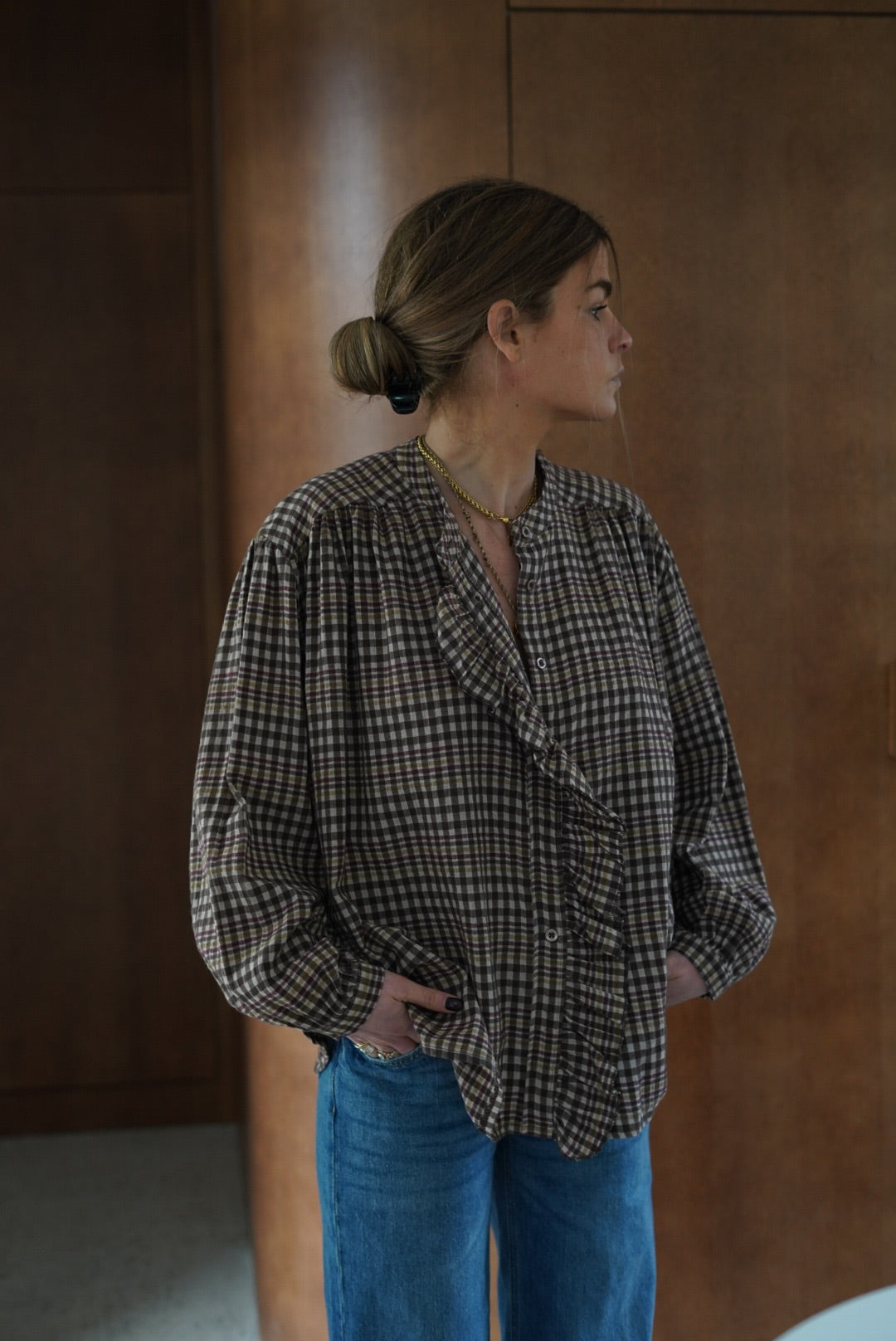 Blouse Colette carreaux marron