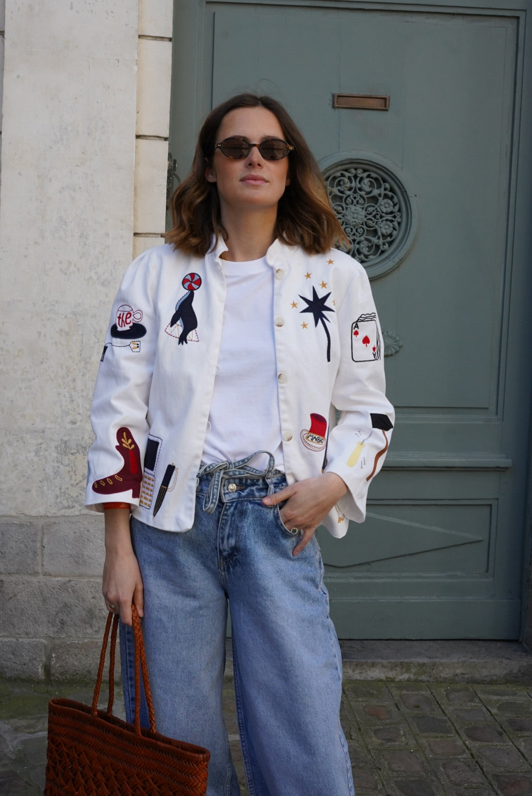 Veste Anouck blanc broderie circus