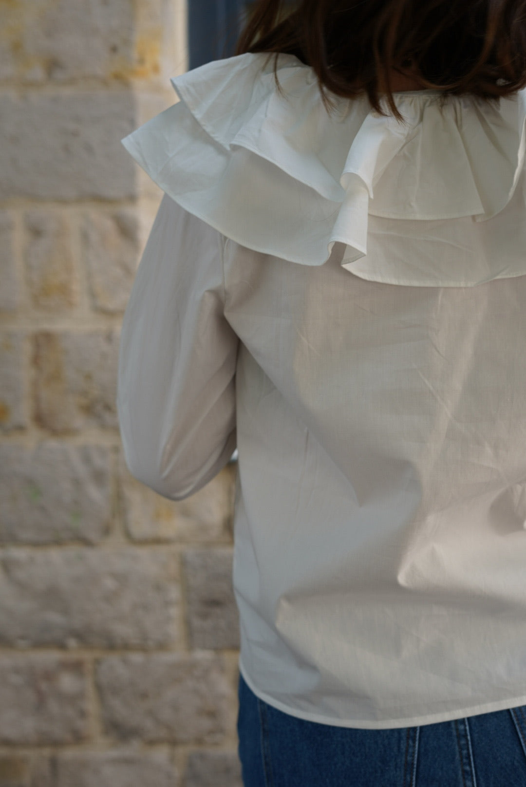 Blouse Joséphine grand col blanc