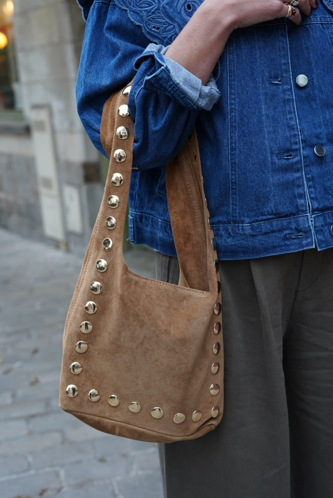 Sac daim clou camel