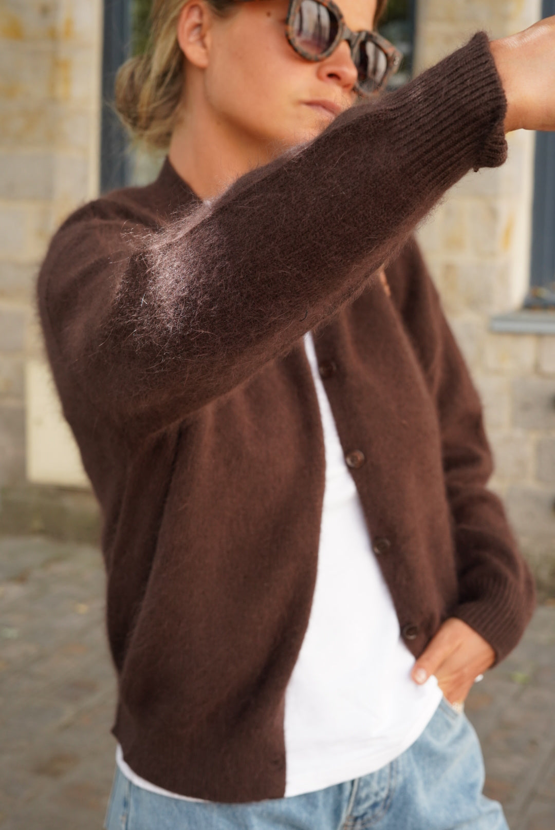 Gilet Ernest angora chocolat