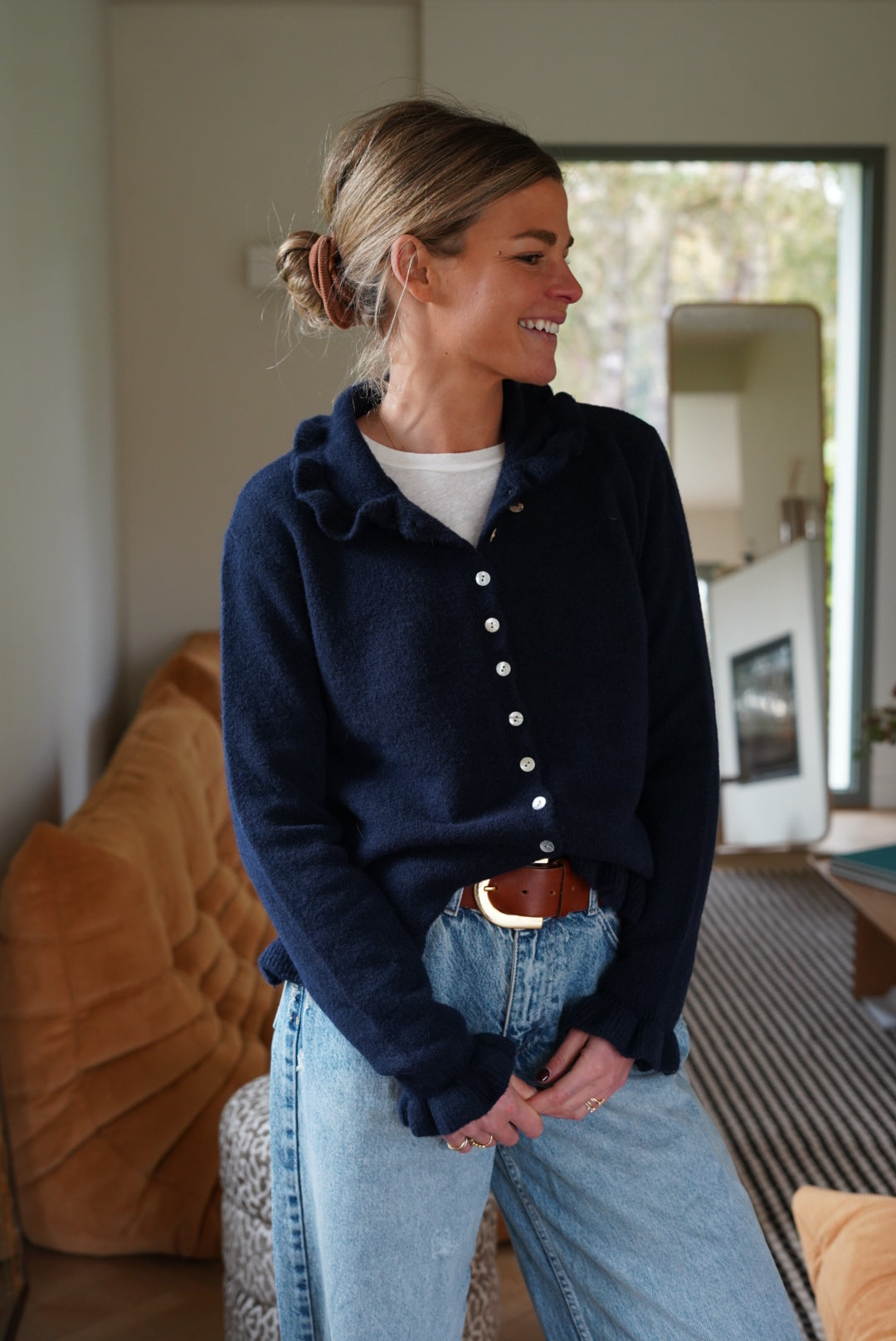 Gilet Paco col froufrou marine