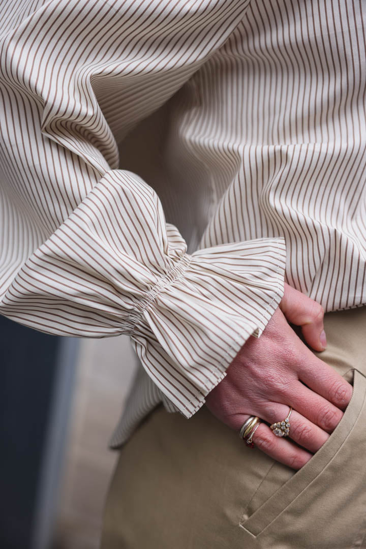 Blouse Léna rayure moka/écru