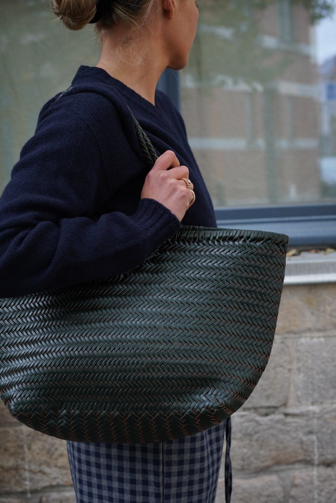 Sac tressé vert foncé
