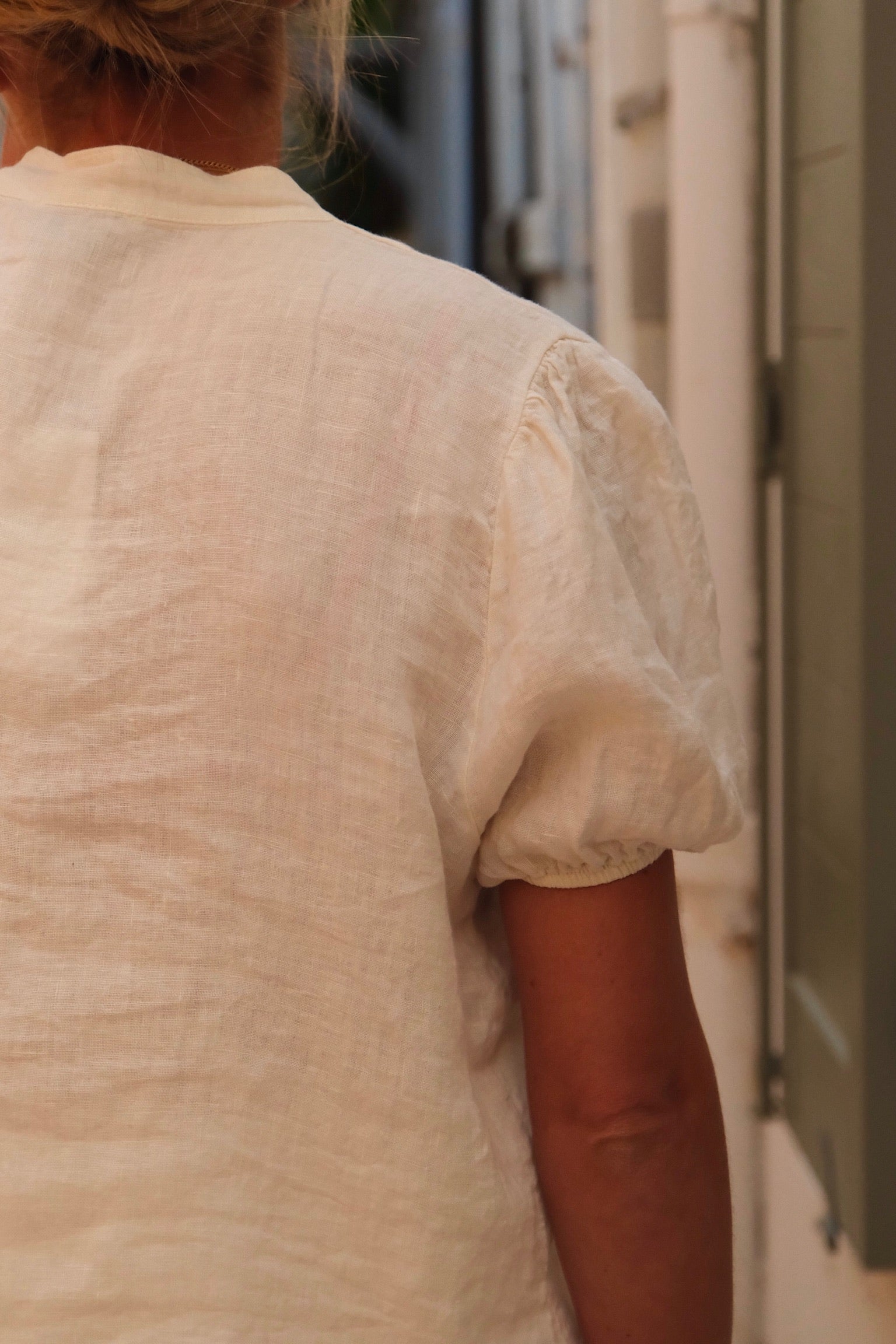 Célestine ecru linen blouse