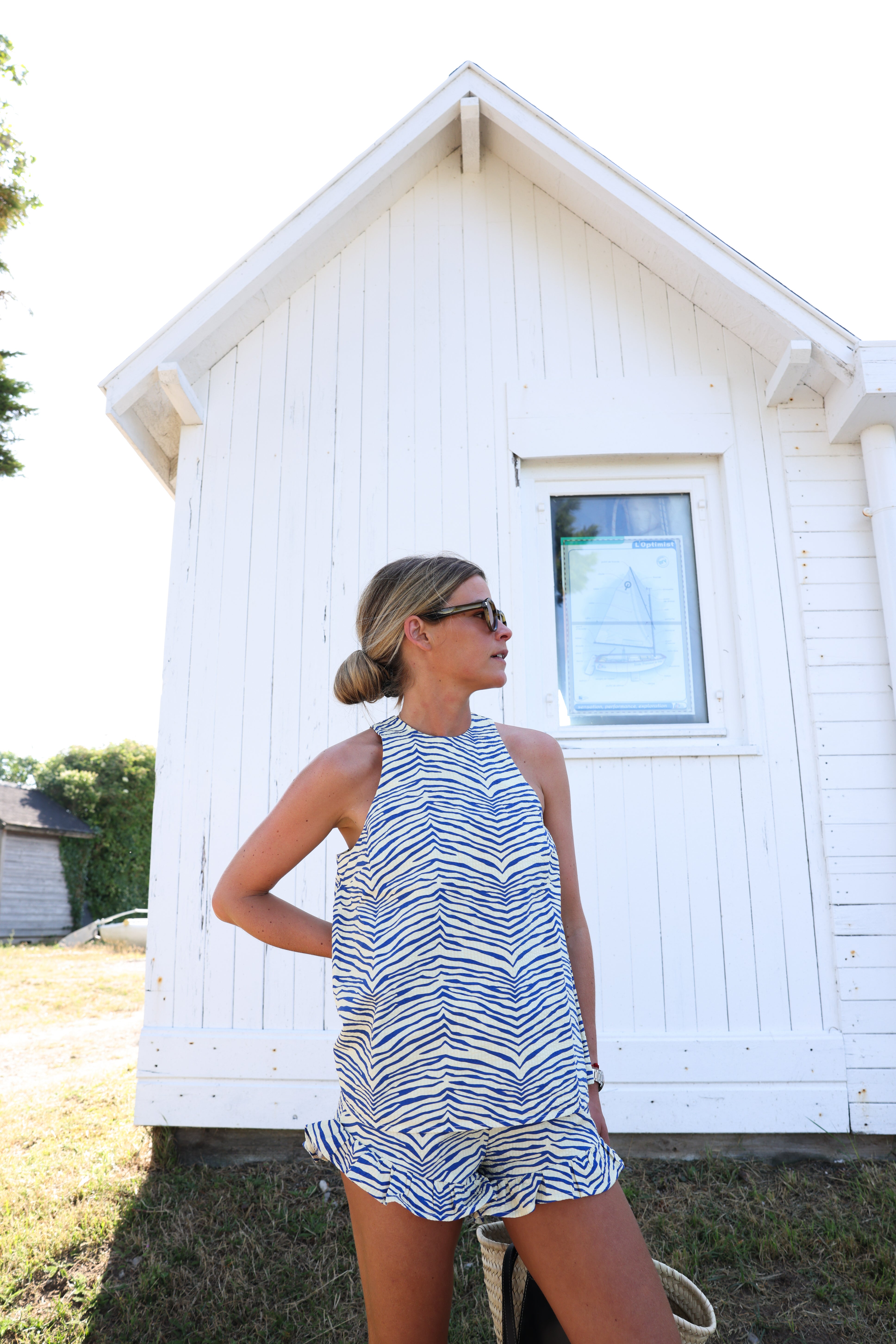 Top PAOLA tigre jaune/bleu