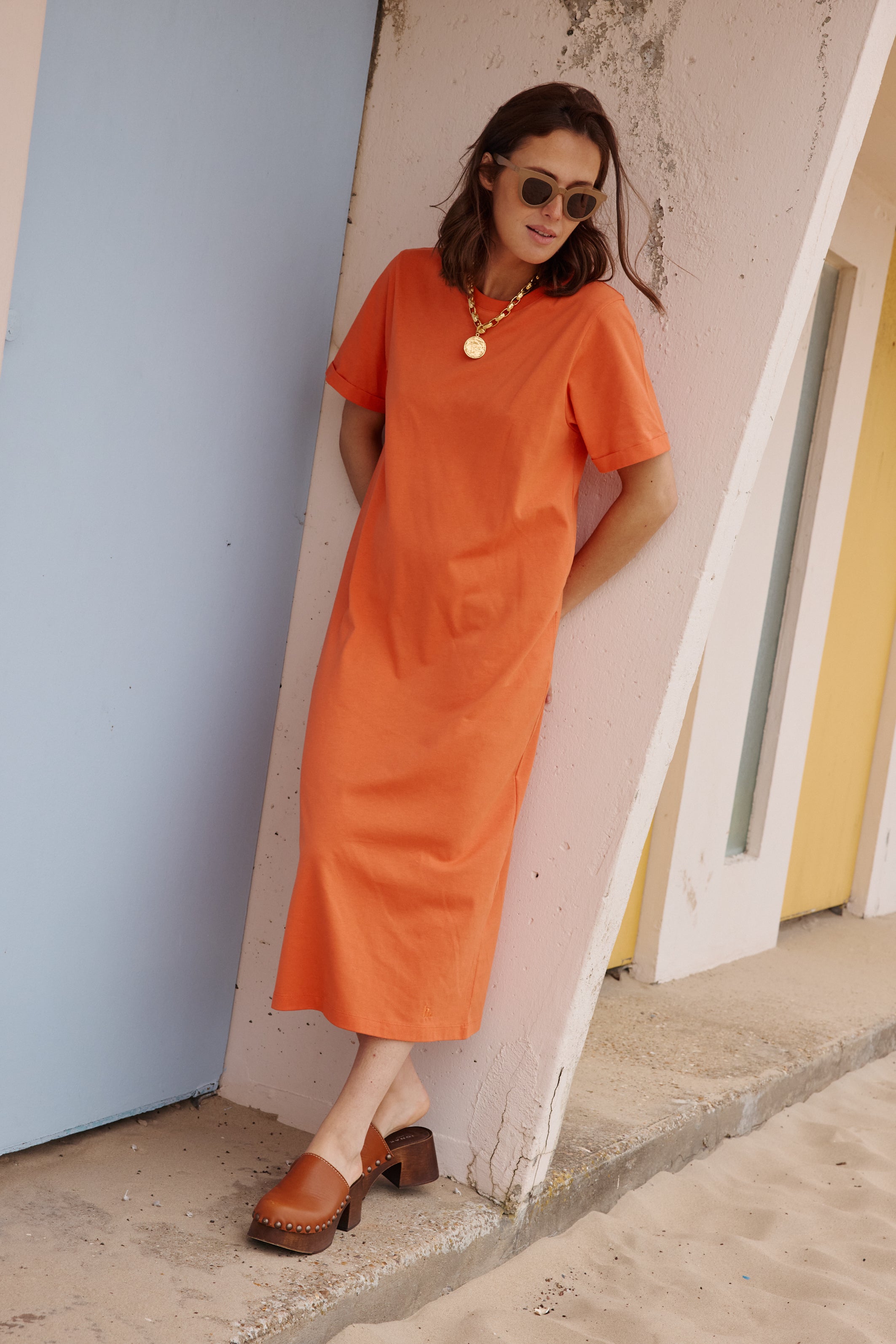 Robe t-shirt ALEXIA orange papaye