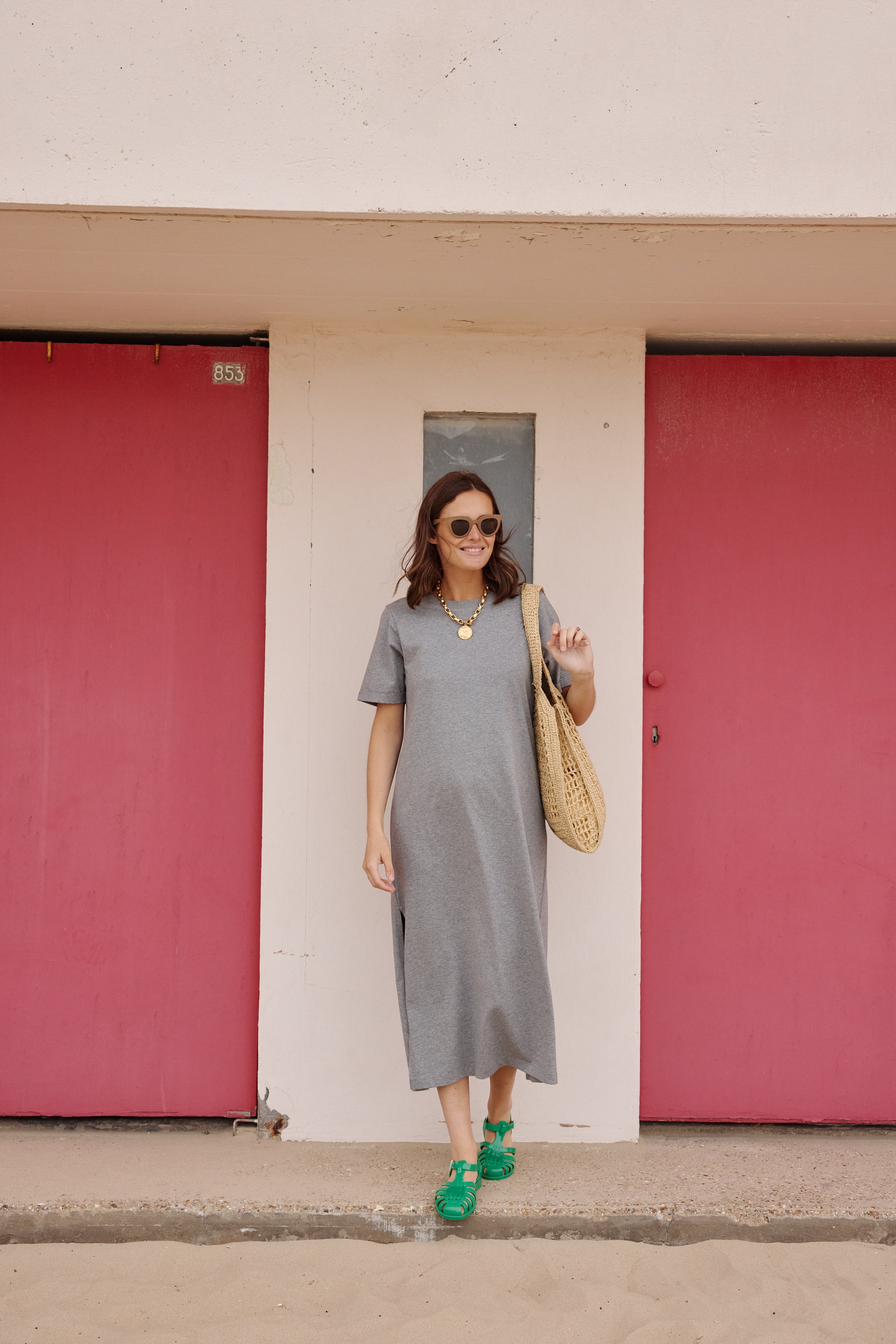 Robe t-shirt ALEXIA gris chiné