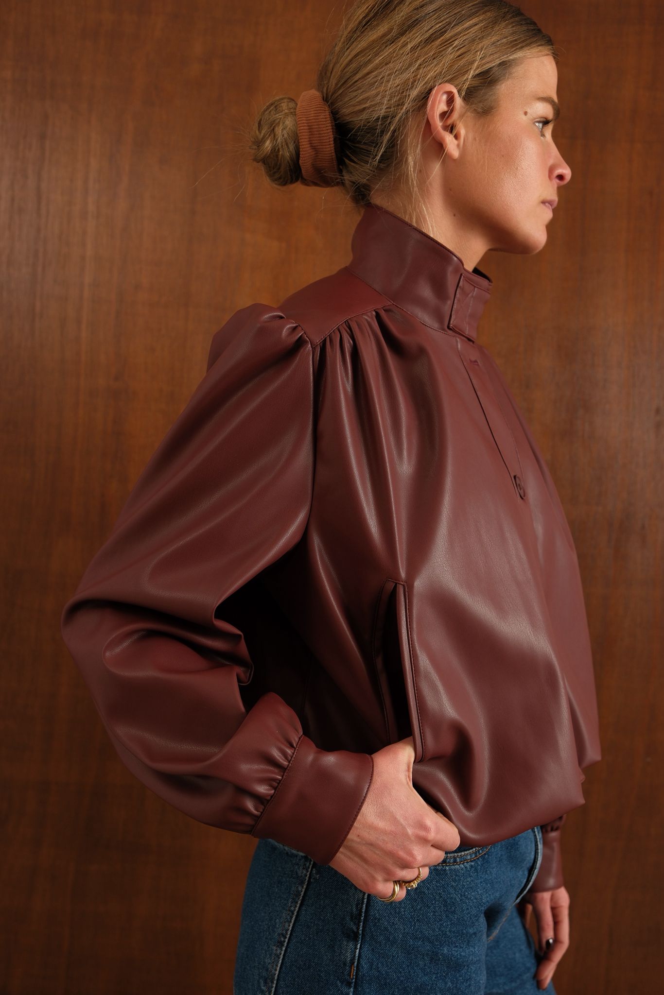 Veste Iris similicuir brique