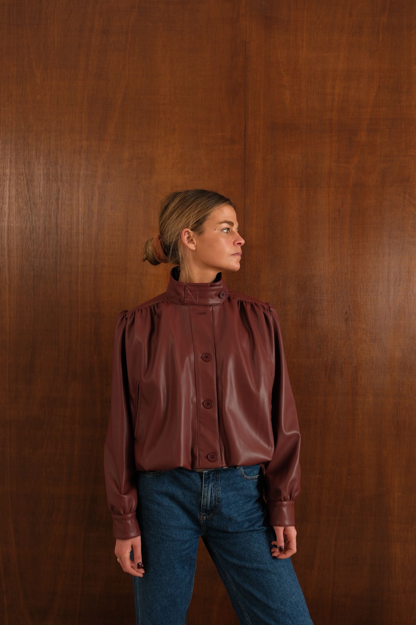 Veste Iris similicuir brique