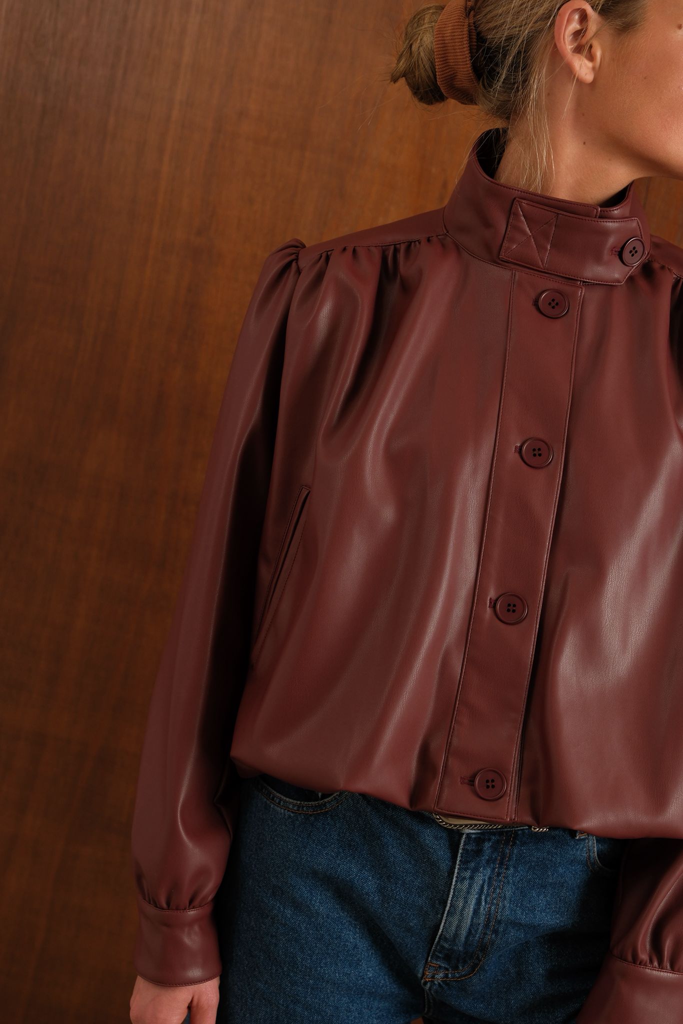 Veste Iris similicuir brique