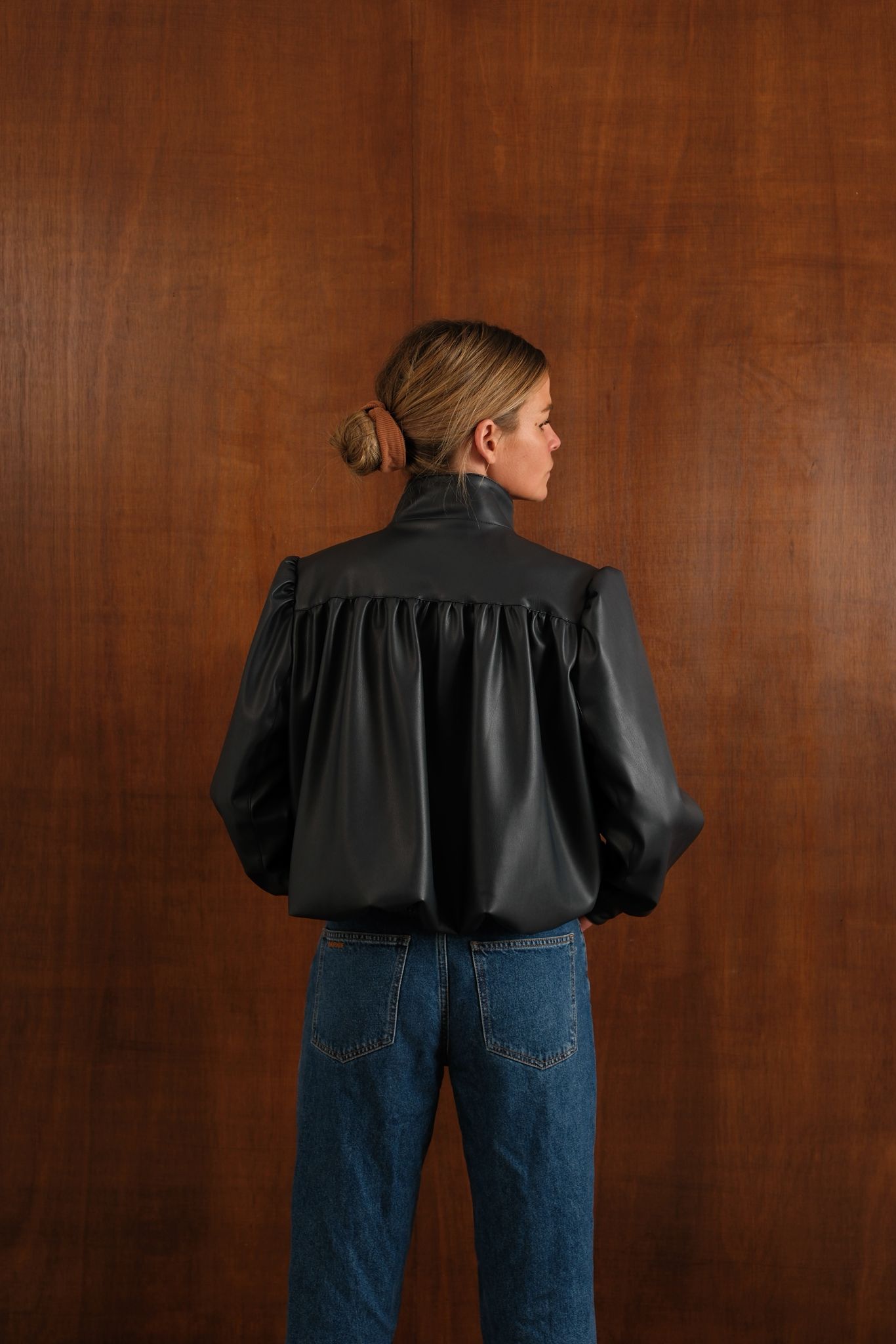 Veste Iris similicuir marine