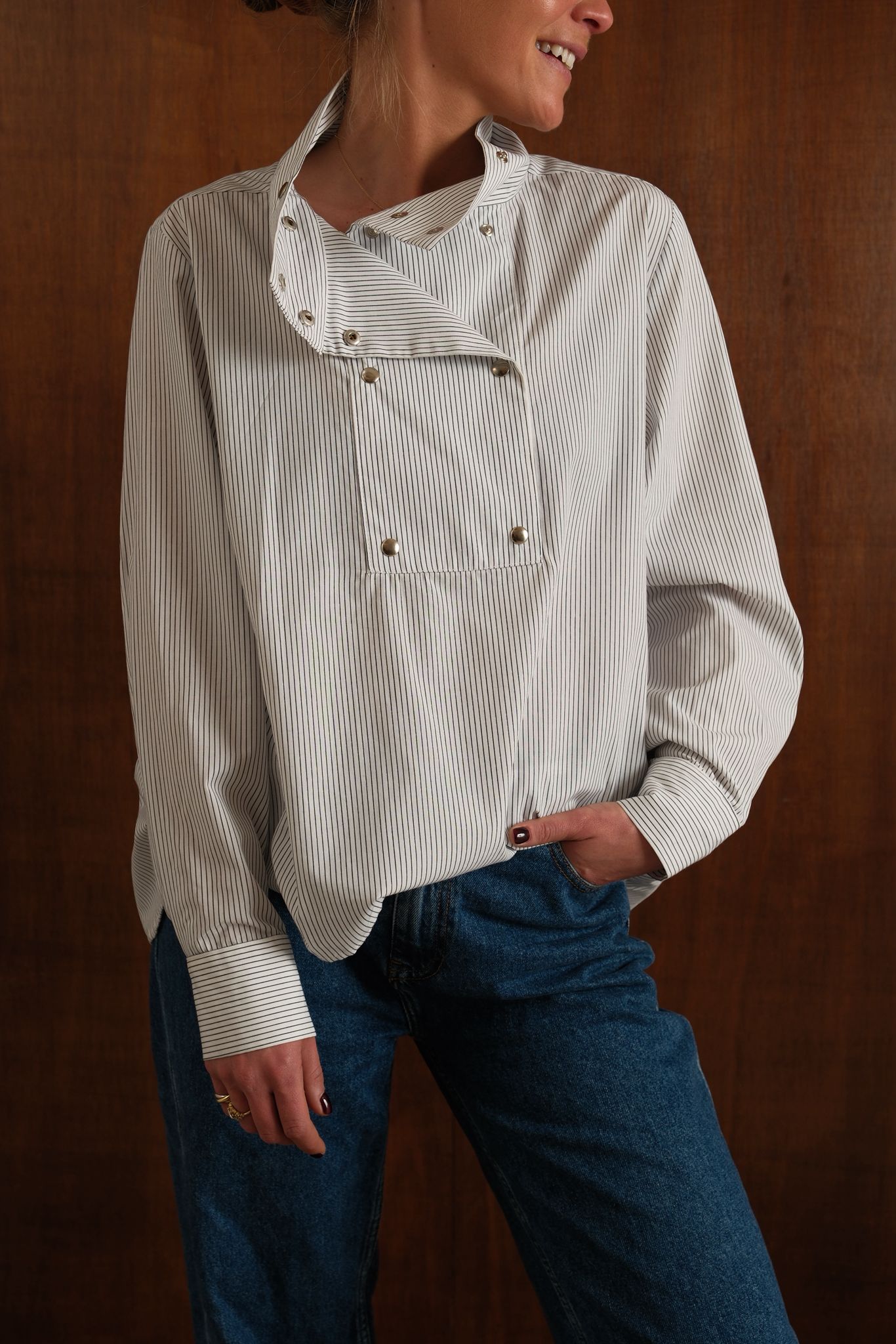 Blouse Nina rayure blanc/marine