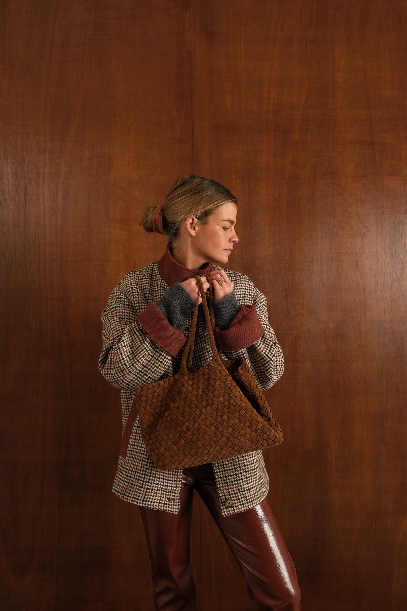 Sac maxi daim tissé camel