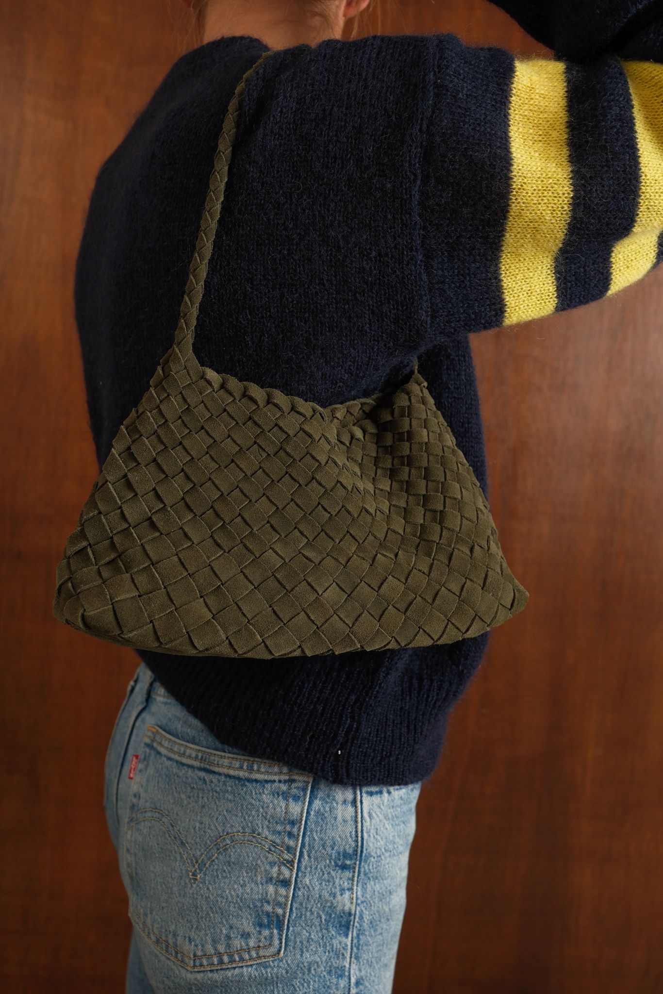 Sac mini daim tissé kaki