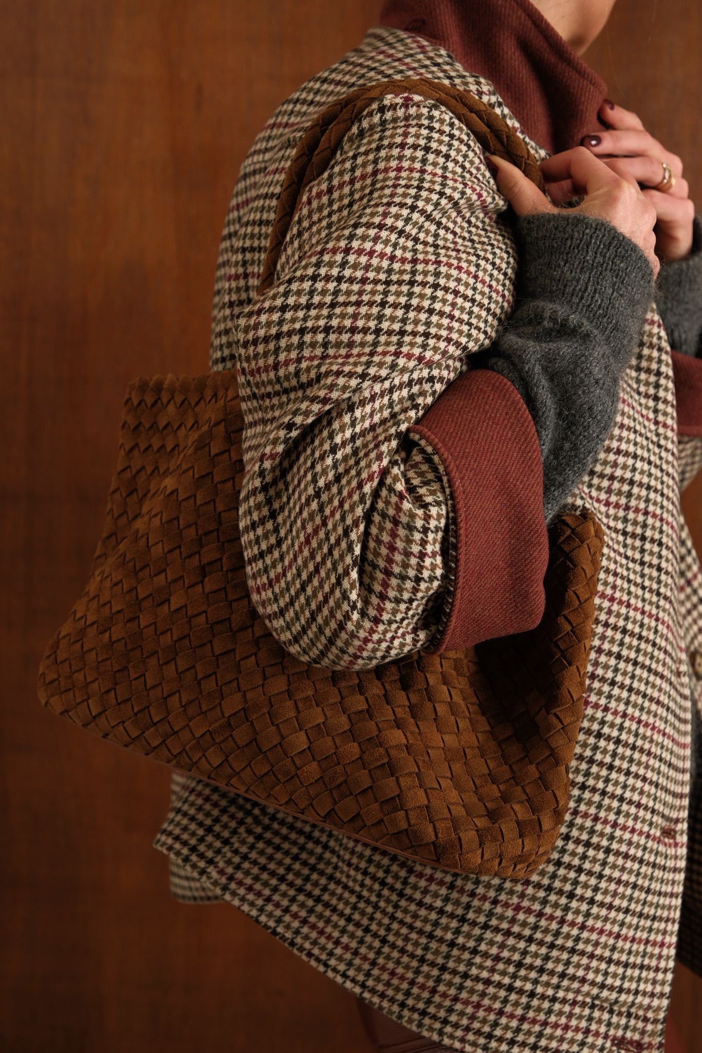 Sac maxi daim tissé camel