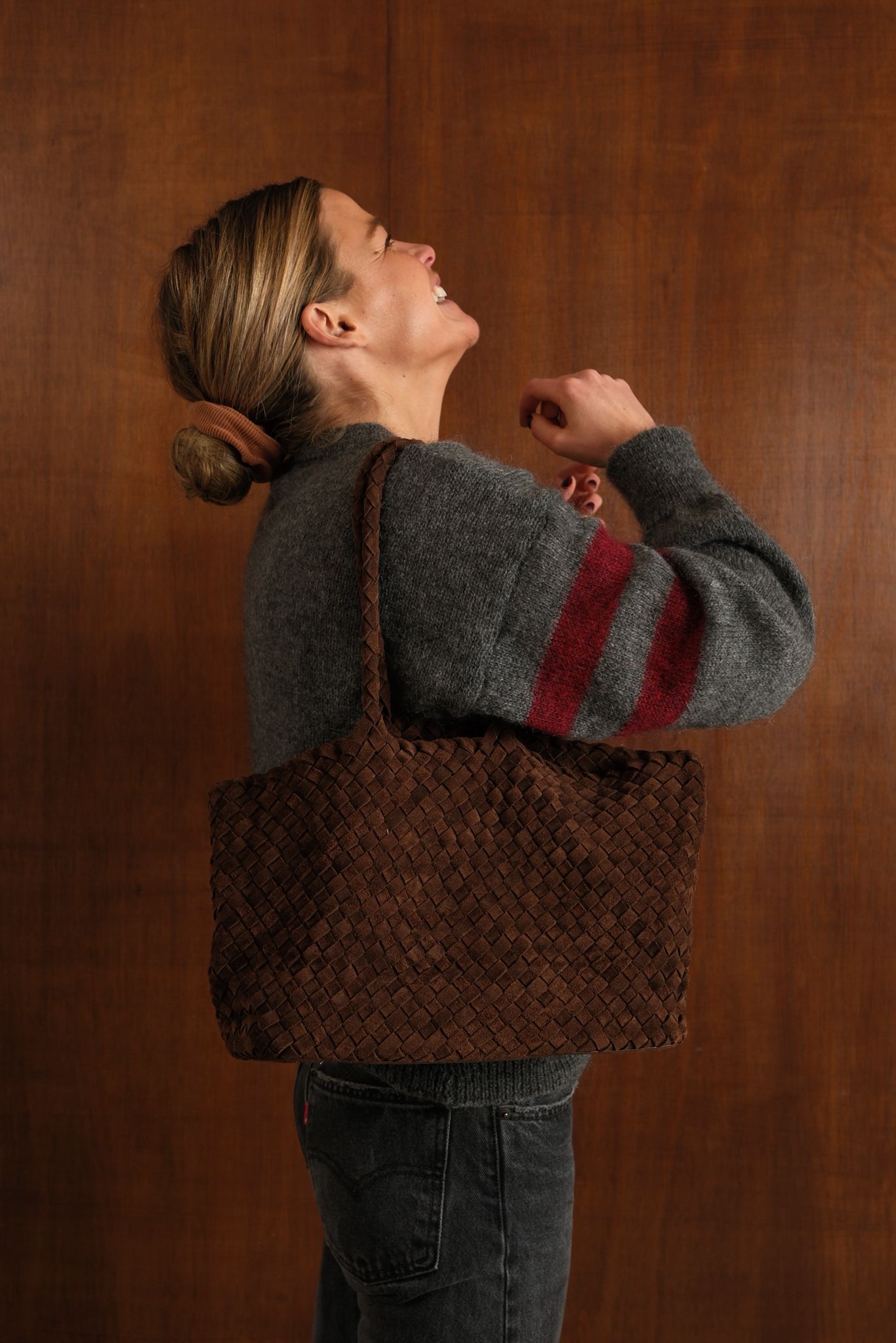 Sac maxi daim tissé chocolat