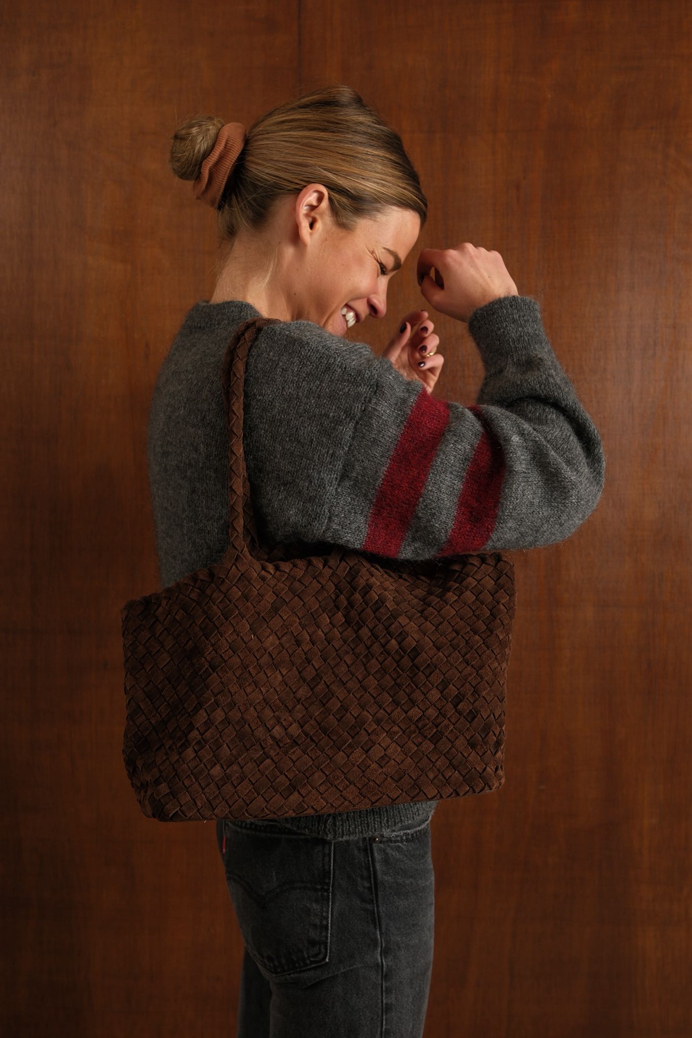 Sac maxi daim tissé chocolat