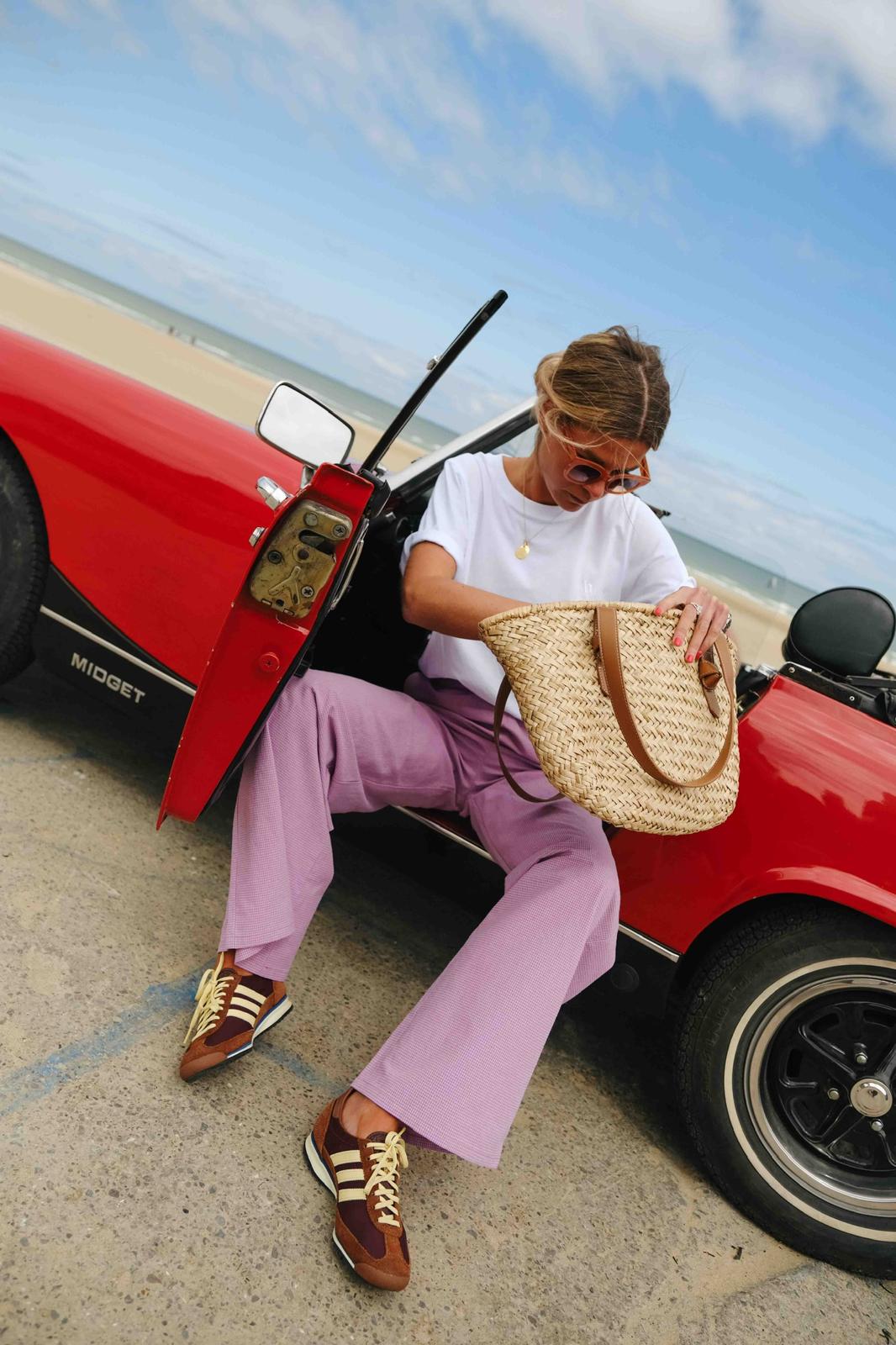 Pantalon ARTHUR vichy parme/rose