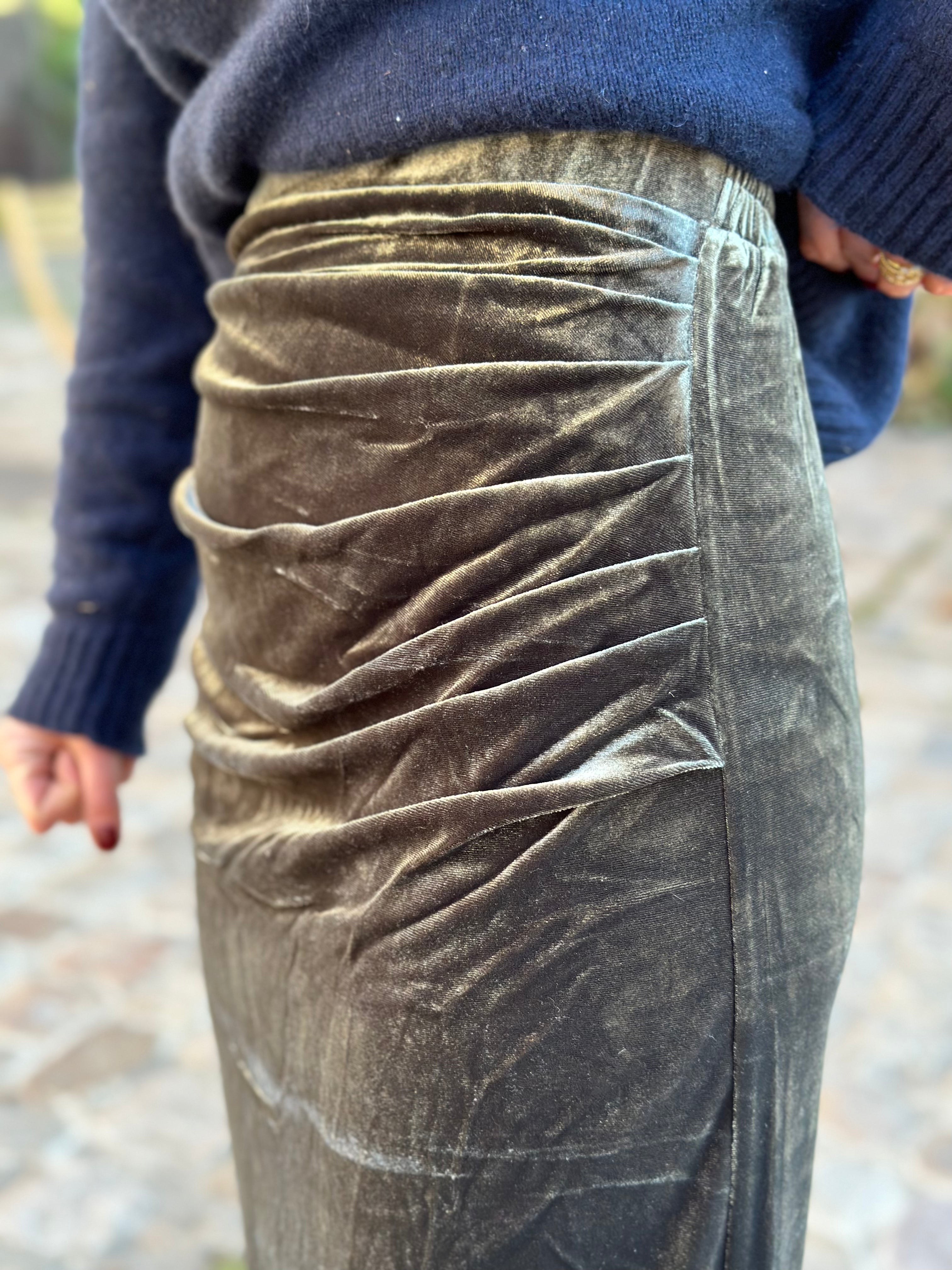 Jupe Agathe velours kaki